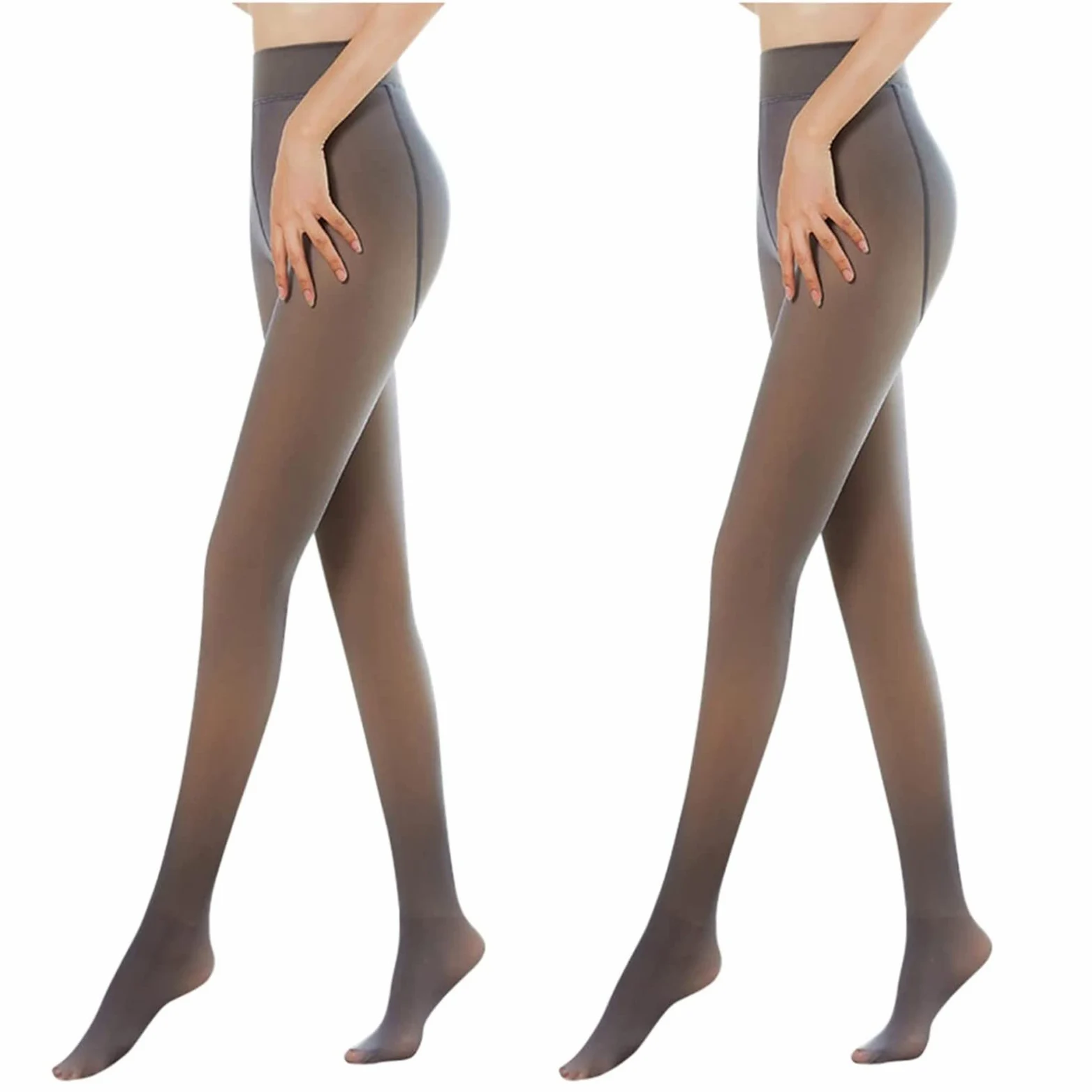 MJGkhiy Medias de forro polar para mujer, largas, efecto transparente, medias de talla grande, curvas, medias térmicas de cintura alta, de invierno, medias de felpa elásticas, medias acolchadas de