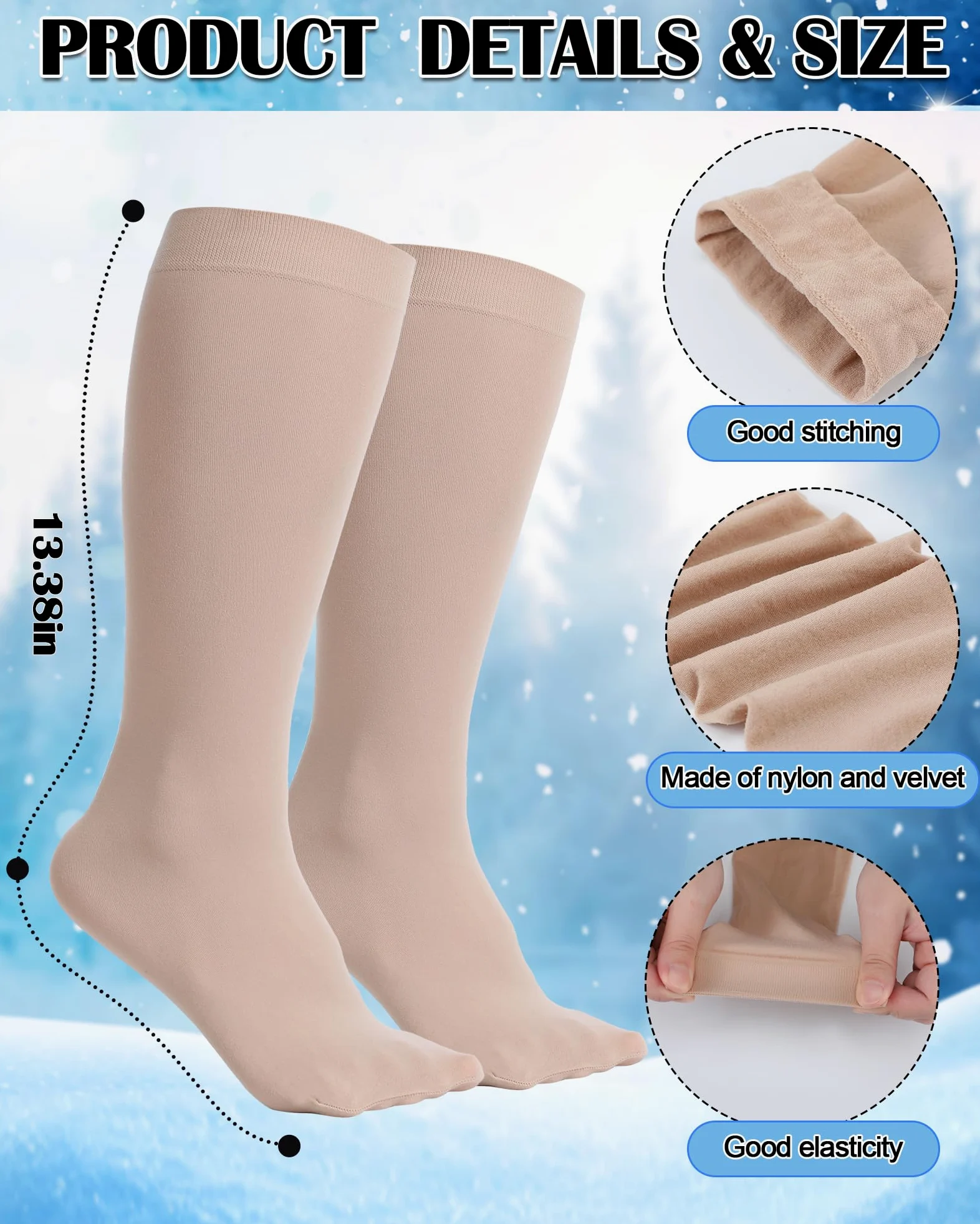 Chuarry Juego de 6 pares de calentadores de piernas para mujeres y niñas, calentadores de piernas largas de punto, calcetines de patinaje, calcetines de pantorrilla para patinaje artístico