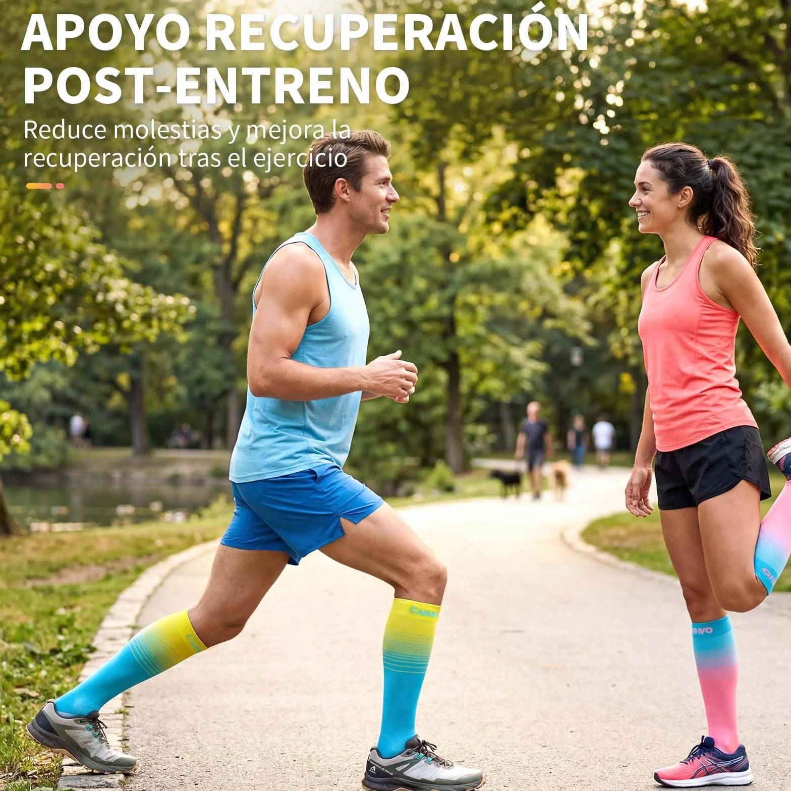 CAMBIVO Medias de Compresión Mujer Hombre 3Pares, Calcetines Compresion 15-20mmHg, Transpirables Calcetines Largos, Compression Socks para Deporte, Running, Ciclismo, Viajar en Avión, Enfermera, Moda