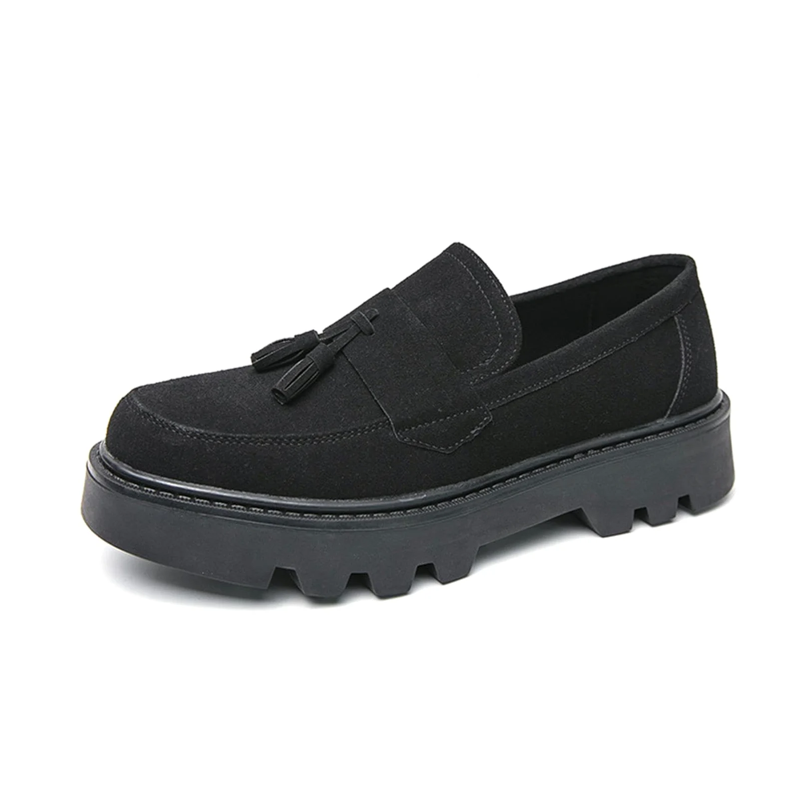 Mocasines de Gamuza para Hombre con Borlas Zapatos con Plataforma Gruesa Casual Boda Negocios Elegantes Mocasines