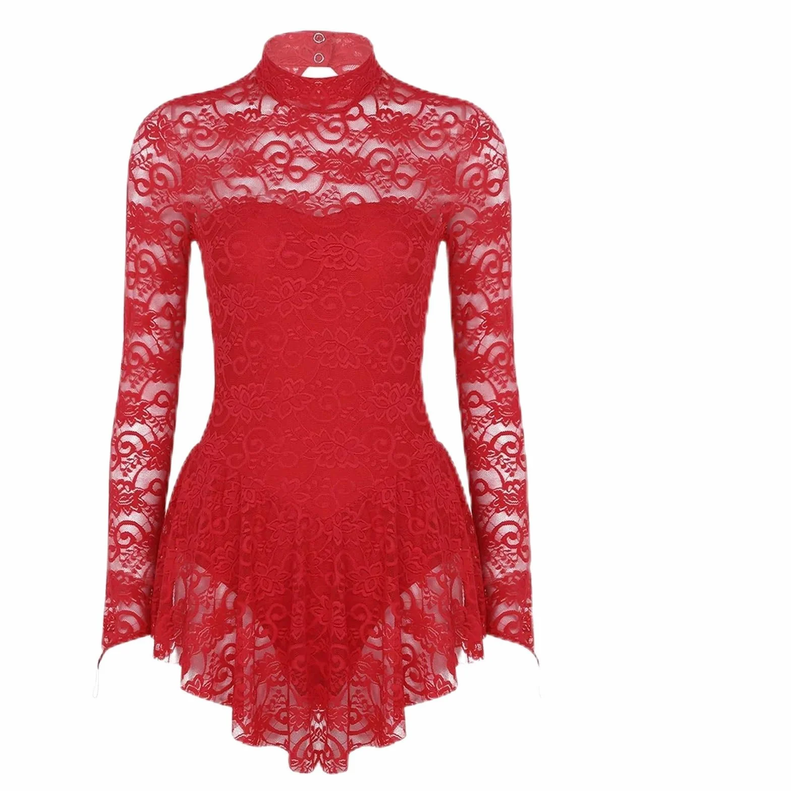 Maillot Ballet Mujer Maillot de ballet y gimnasia for mujer adulta, vestido de danza contemporánea, mallas de manga larga con encaje for patinaje artístico