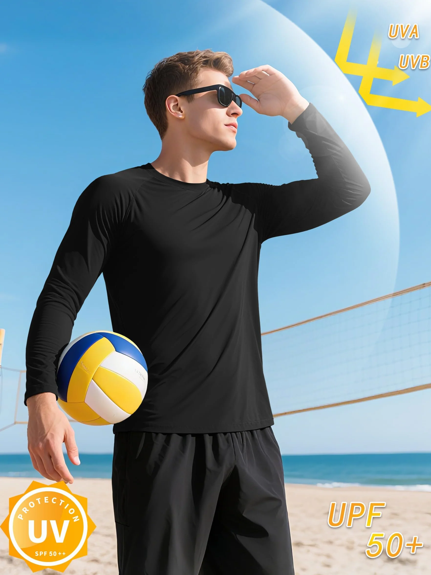 KEFITEVD Camiseta Casual de Manga Larga para Hombre Primavera Verano Camisetas Ligeras y Cómodas