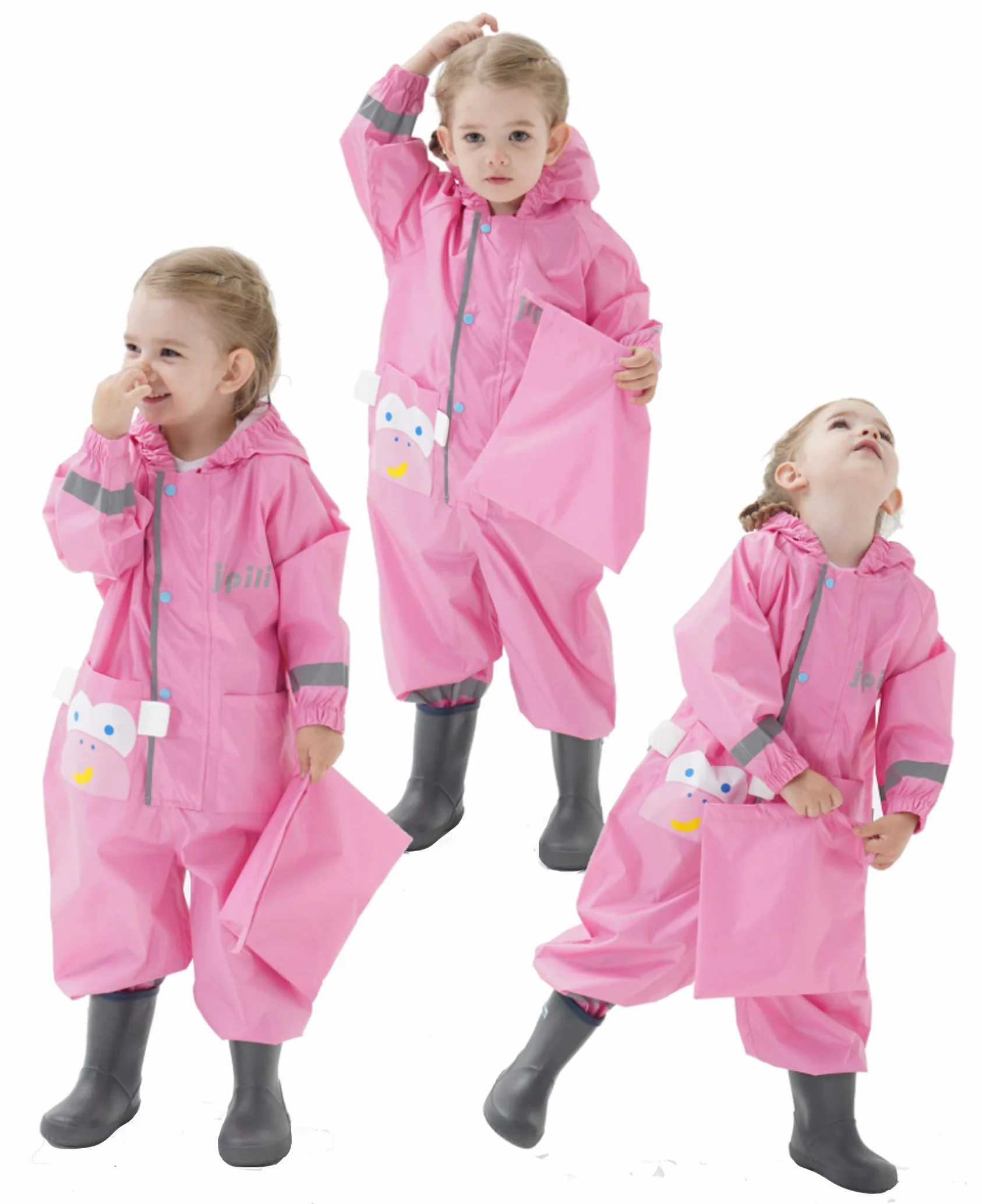 Impermeables para Bebé Niñas Niños Chubasqueros Chaquetas Capa de Lluvia Encapuchado Mono de Bolsillo Patrón Animal Reflectante Abrigos Impermeables Unisex Bebé Infante Niños 1-8 Años