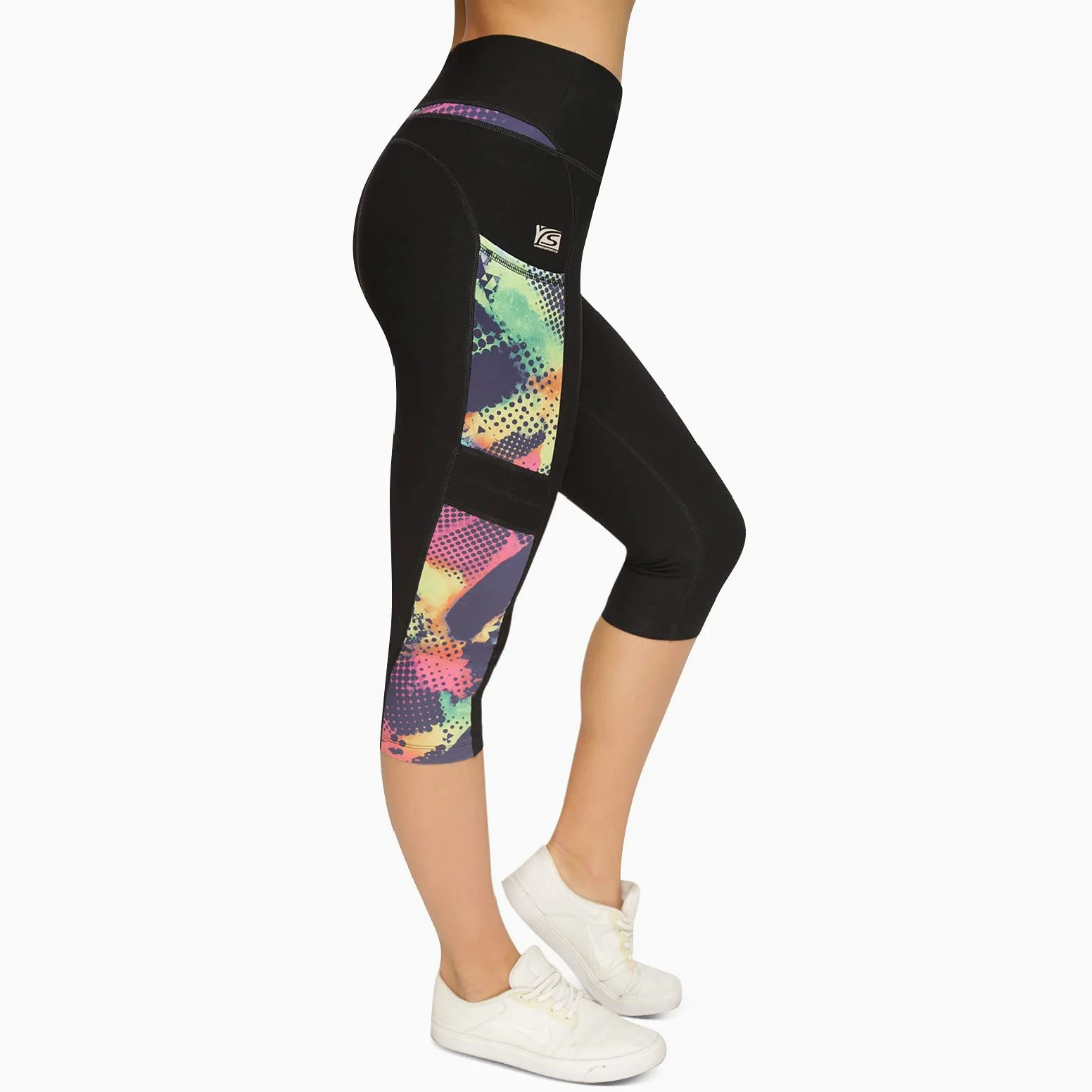VS Capri - Leggings Deportivos con Bolsillo para el teléfono móvil, 3 Bolsillos Laterales, 3/4 Leggins, para el móvil, Las Llaves, Tarjetas de crédito y Otros Mallas Deportivas para Fitness