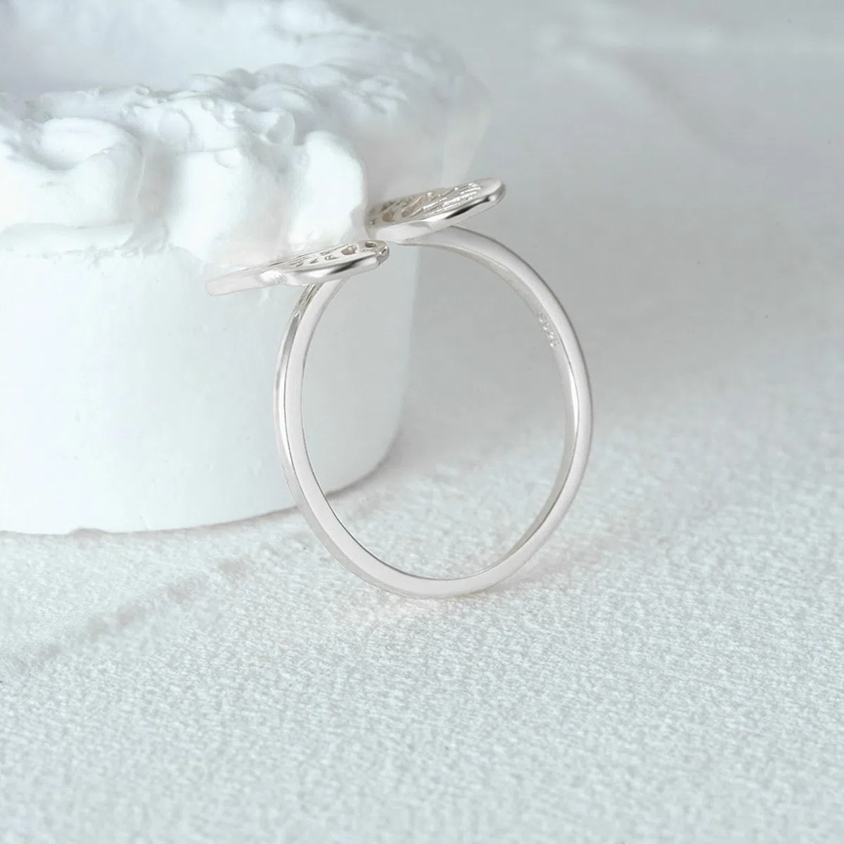 Anillos de compromiso para ella, anillos de oro blanco de 9 K y 14 quilates, diseño de mariposa, anillos de boda
