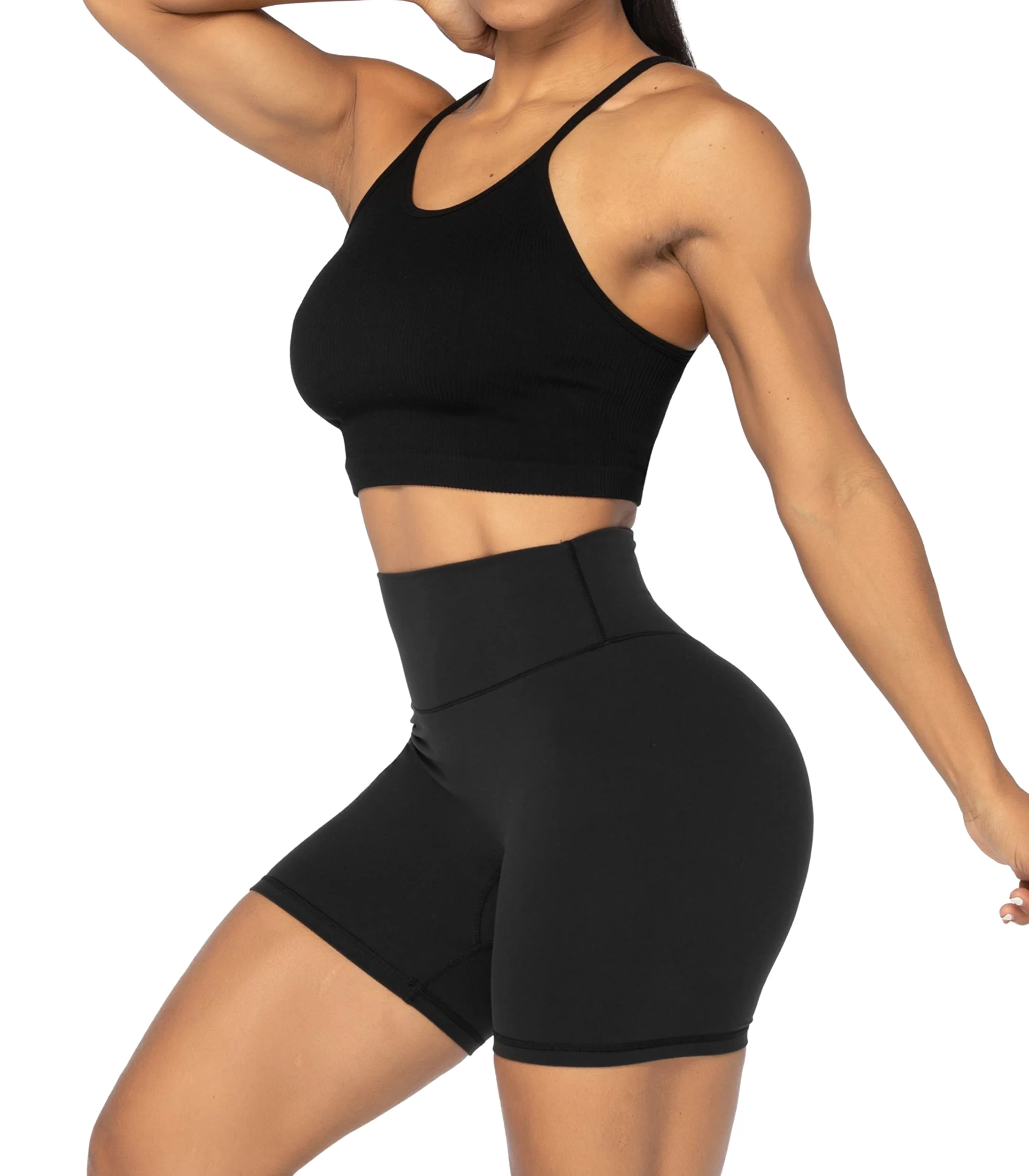Sunzel Nunaked - Pantalones Cortos Cruzados para Mujer, sin Costura Frontal, Cintura Alta, para Yoga, Entrenamiento, Gimnasio, con Control de Abdomen