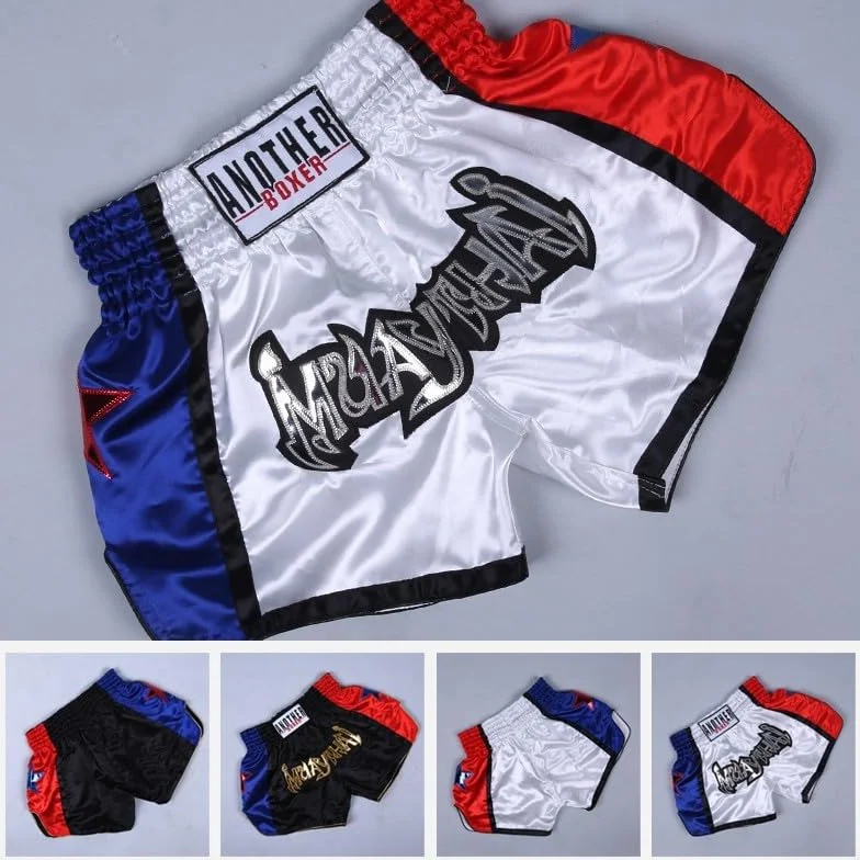 Pantalones Cortos de Muay Thai, Unisex, Artes Marciales, Kickboxing, Lucha, Para Entusiastas del MMA (3XL, Blanco)