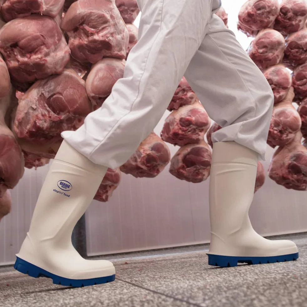 Botas de Seguridad con Puntera de Acero para la Industria alimentaria, fáciles de Limpiar y desinfectar, Incl. Suela incrustada para pies Secos, Gran Comodidad de Uso, Blanco, EU 36