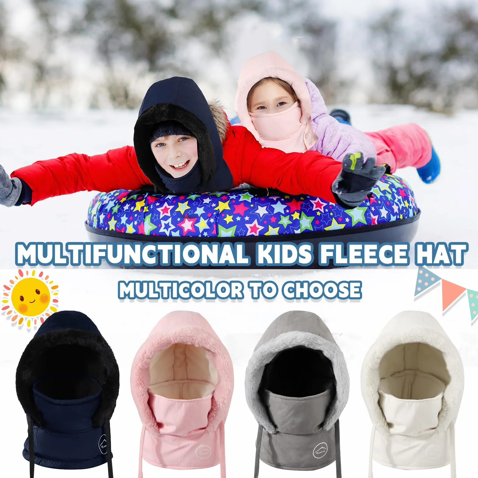 TAGVO Pasamontañas Invierno Niños Multifuncional Cortaviento Gorro Forro Polar Esquí Ciclismo Calentador Cuello
