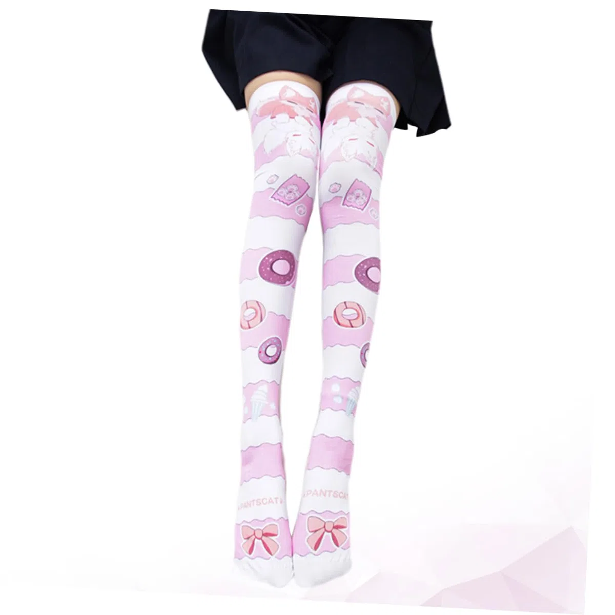 SHERCHPRY 2 pares de calcetines por encima de la rodilla hasta el muslo, transpirables, calcetines de ciclismo casuales de terciopelo para niñas