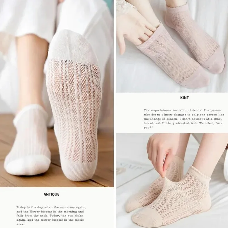 Calcetines cortos de mujer mezcla algodón | Multicolor 5 pares EU34 Calcetines invisibles de malla fina de verano