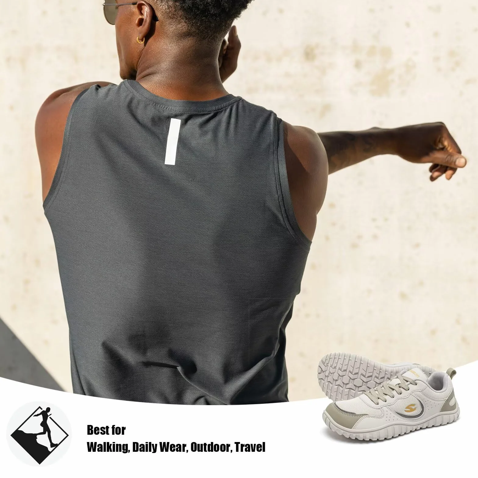 HOBIBEAR Zapatos descalzos para hombre, puntera ancha, cómodos tenis para exteriores