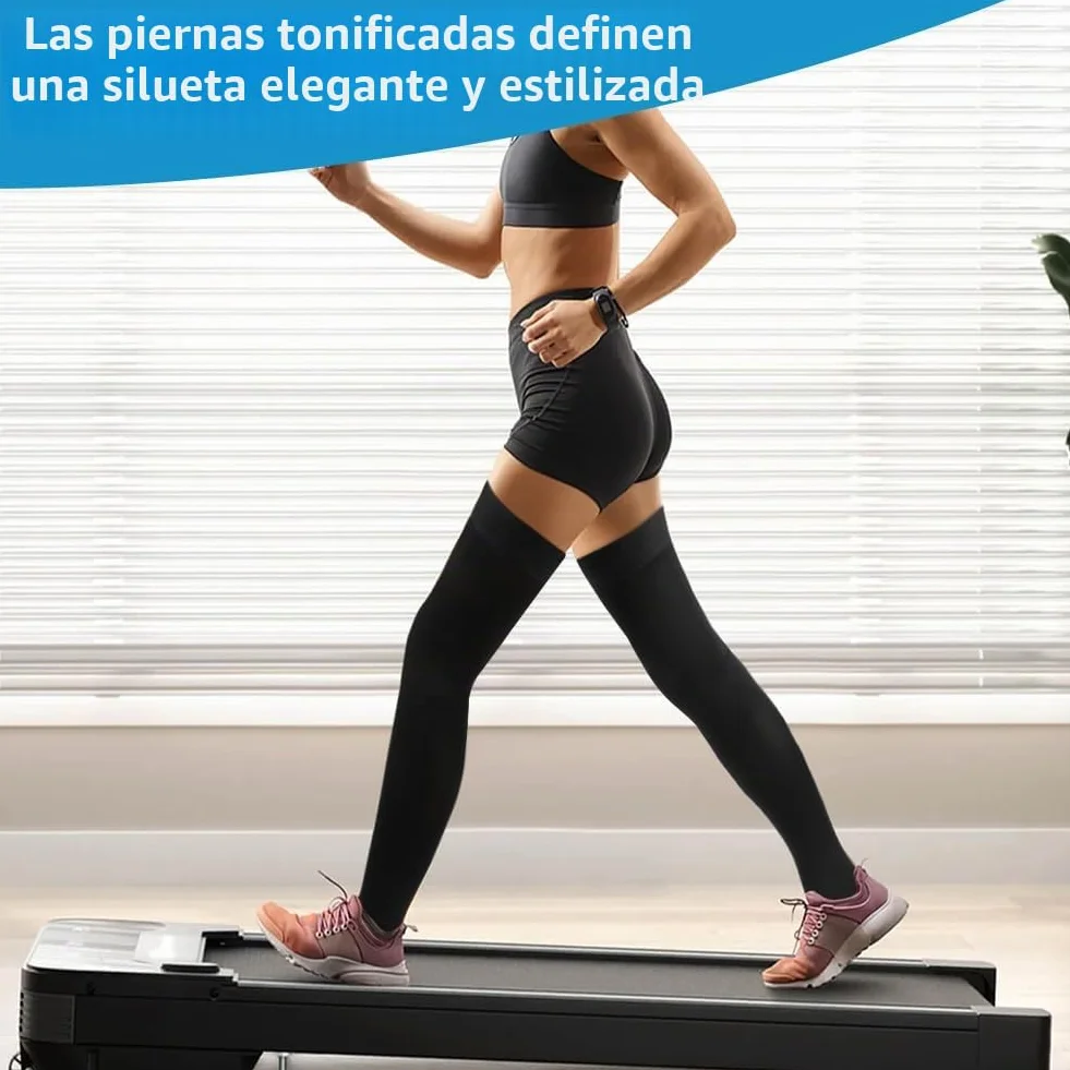 Medias de Compresión Mujer Hombre Hasta el Muslo 23-32 mmHg Soporte Graduado Punta Cerrada Varices Edemas