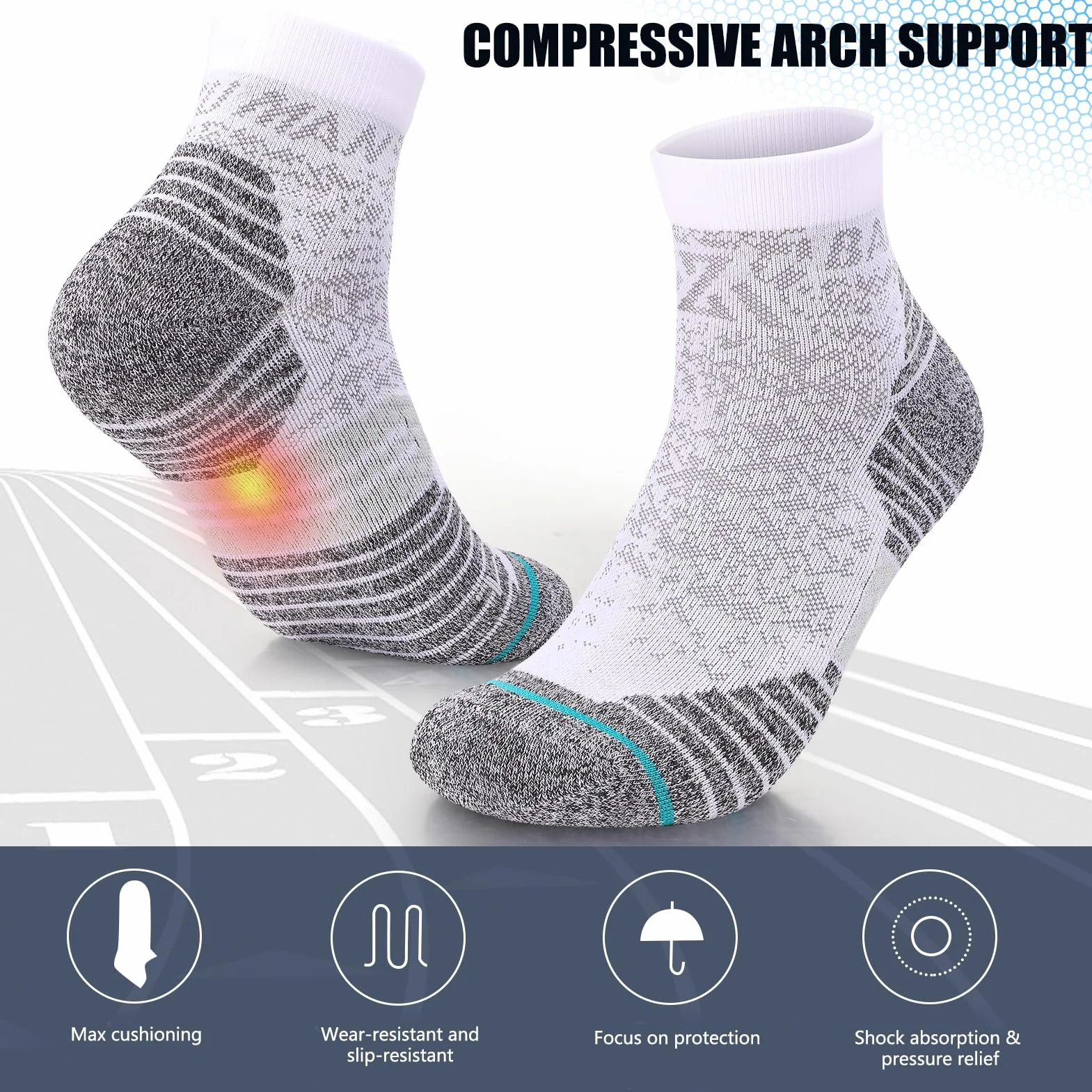 Calcetines compresión fascitis plantar 15 mmHg mujer hombre antideslizantes correr