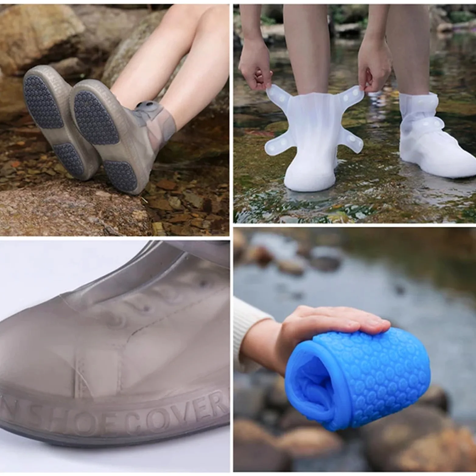 3 pares de cubiertas for zapatos lluvia impermeables antideslizantes Botas for exteriores resistentes al desgaste for mujeres y hombres para Protección
