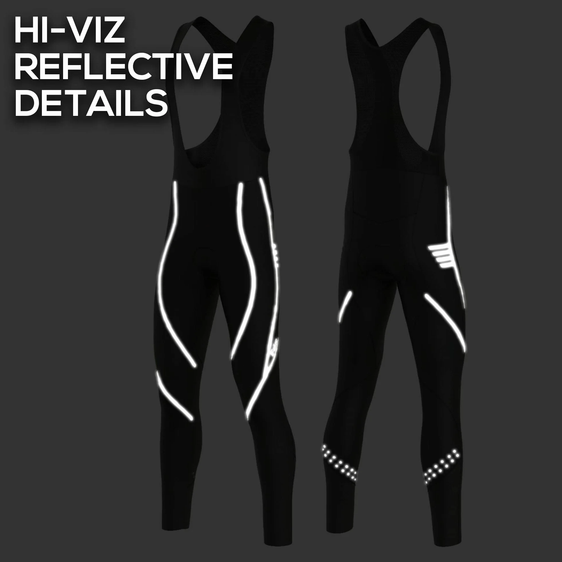 FDX Pantalones de ciclismo hombre forro polar térmico 3D transpirables reflectantes