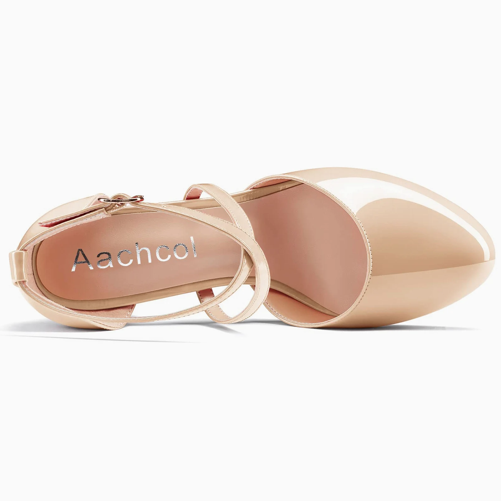 Aachcol Mujer cuña Esparto Plataforma Pumps Redonda Punta Correa Tobillo Chunky Ancho Alto High Heel Dress Zapatos Pumps de Boda Charol 10 CM