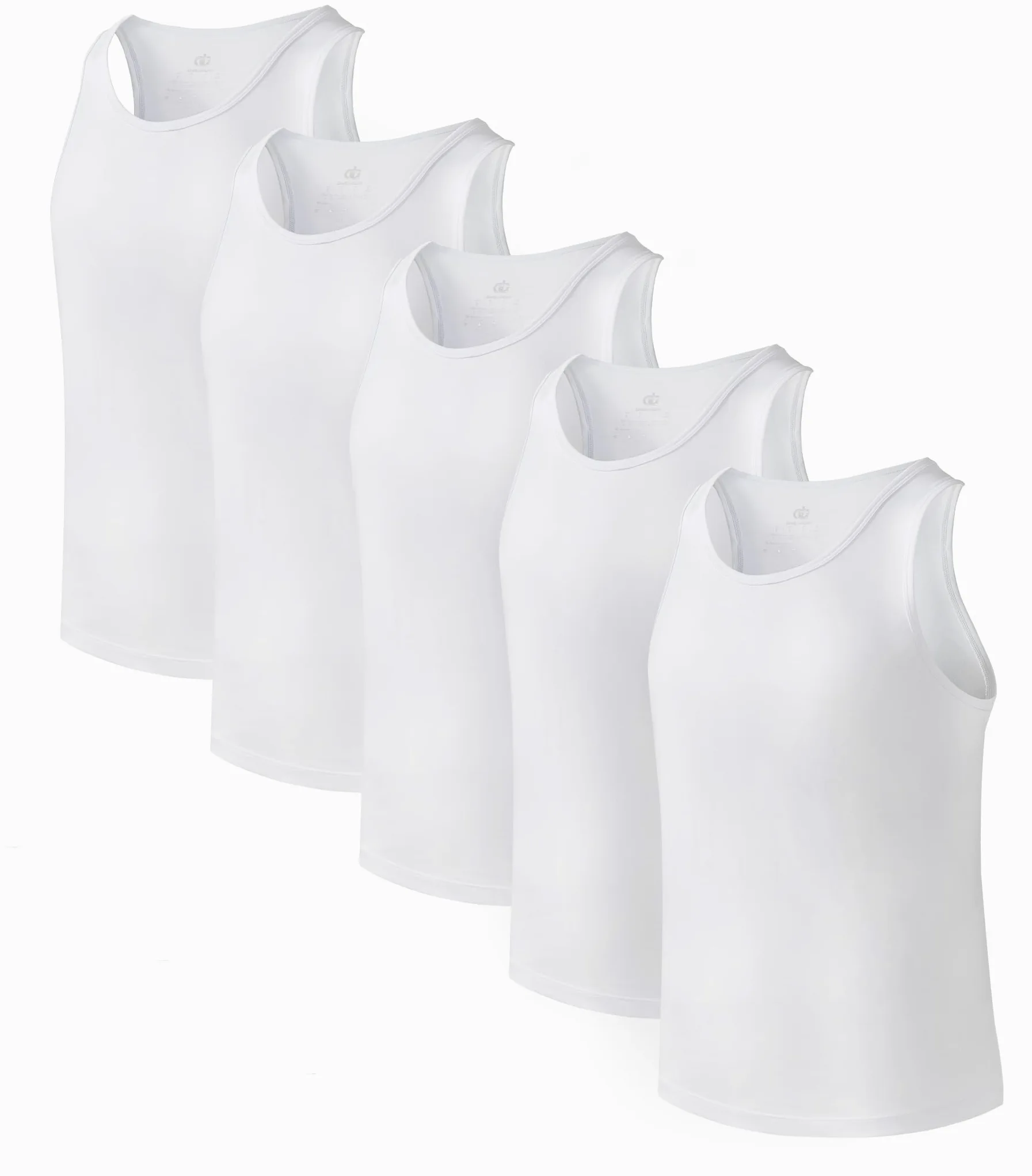 DAVID ARCHY Camiseta interior sin mangas para hombre, de rayón de bambú, absorbe la humedad, paquete de 3 o 5, Paquete de 5 bambú liso - blanco, Large