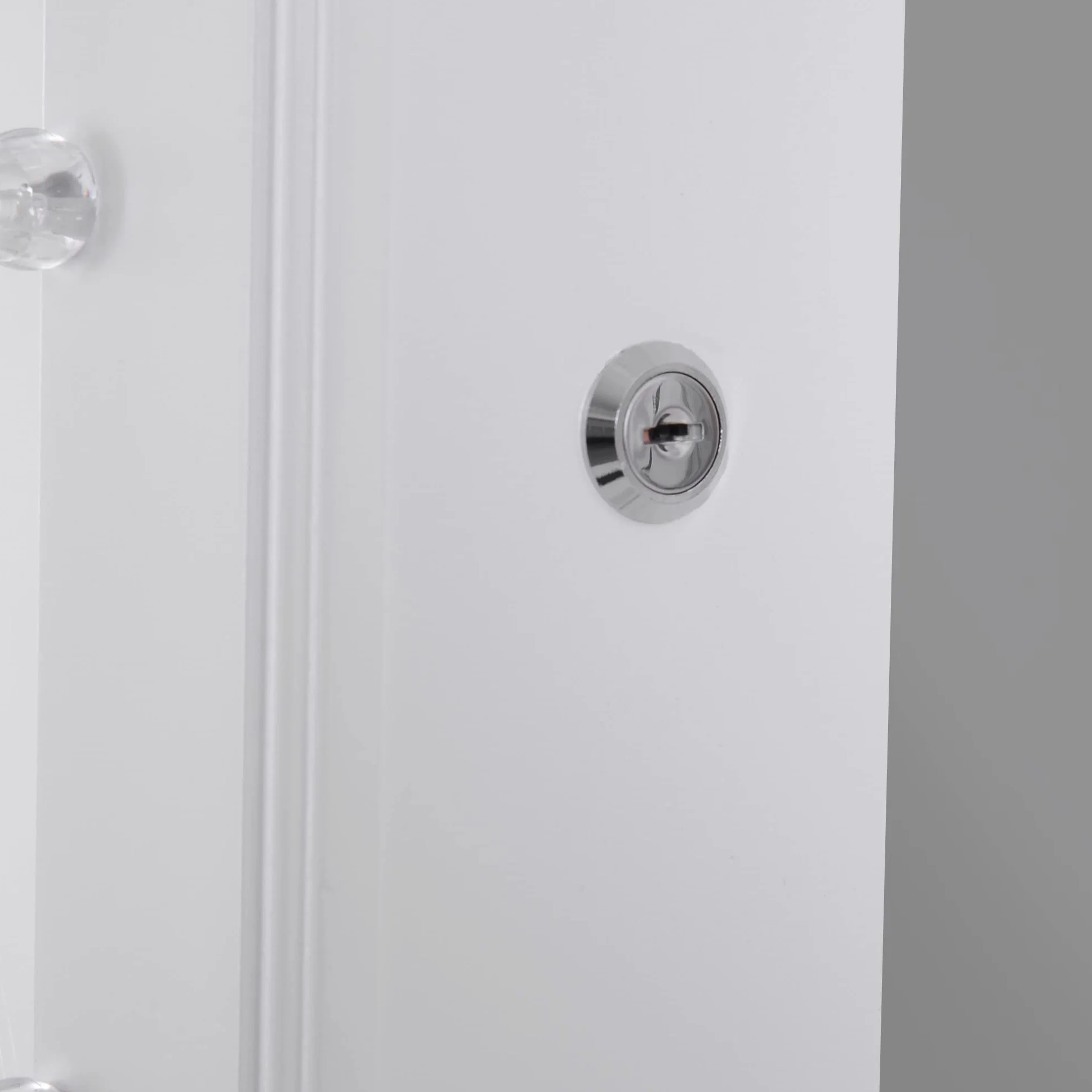 HOMCOM Espejo Joyero con 20 Luces LED Armario Joyero Reclinable con Guardajoyas Anillos Pendientes Collares Cerradura y Llaves 40x37x146 cm Blanco
