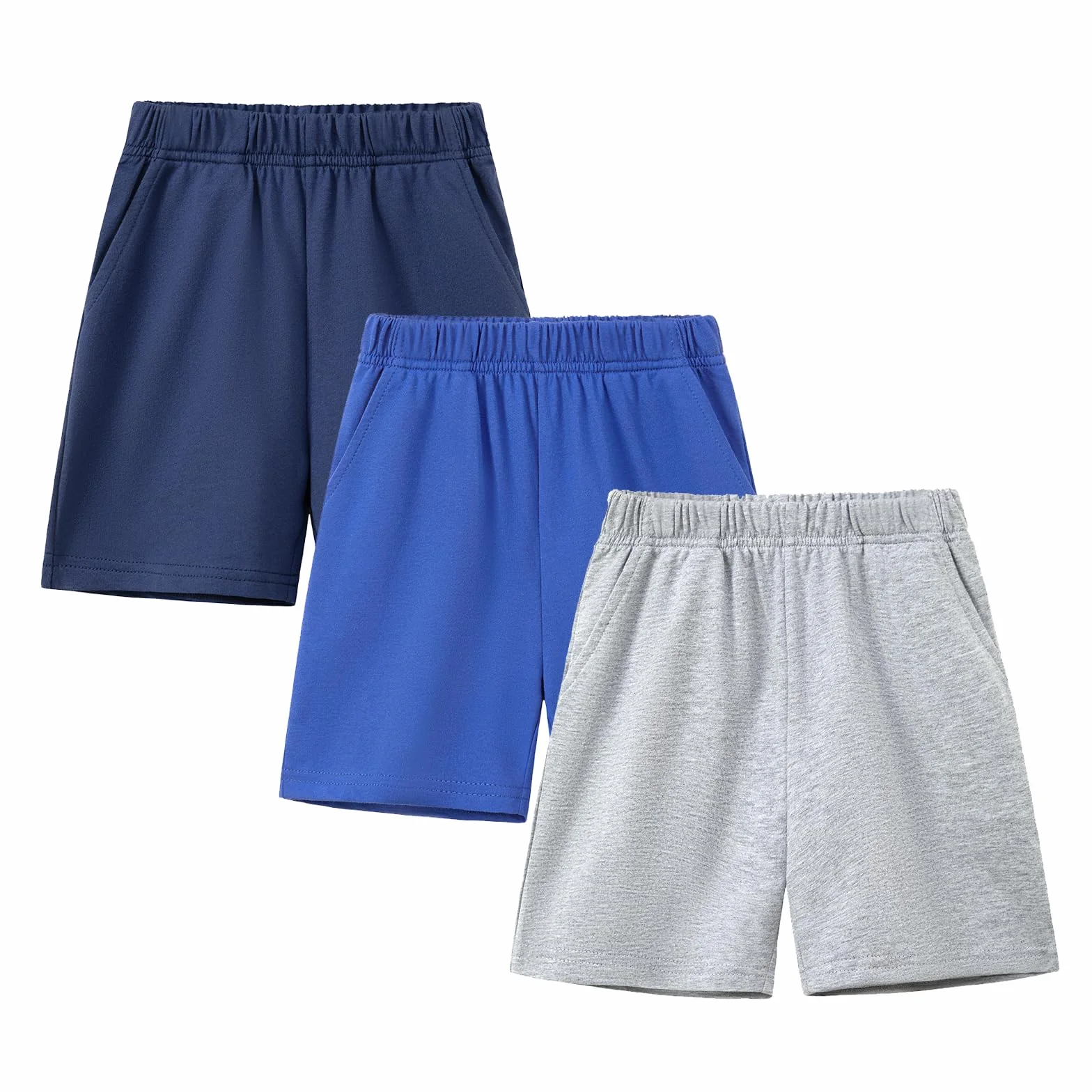 Pantalones Cortos Niño Algodón Cintura Elástica 2 Bolsillos Pack de 3