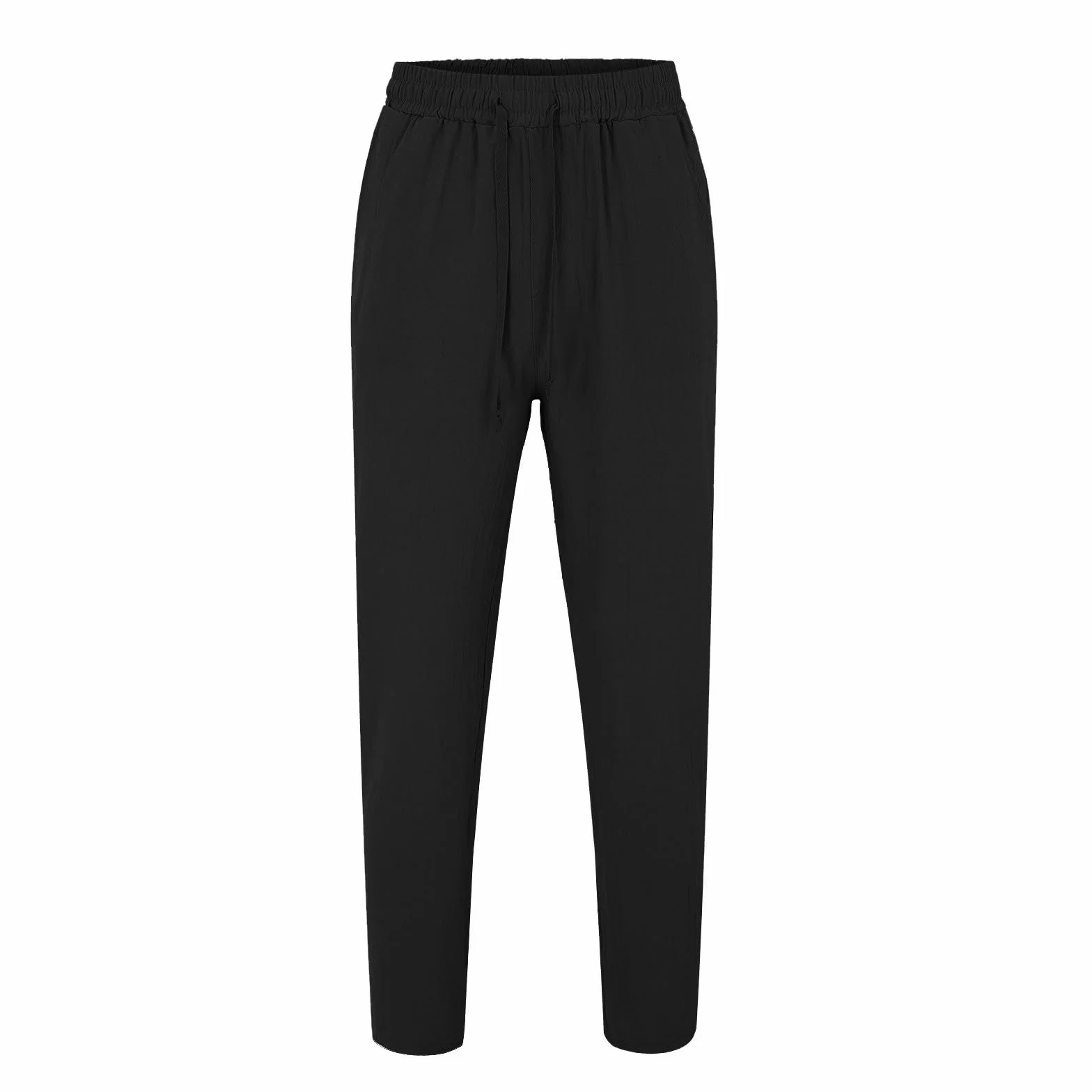 Pantalones Ligeros de algodón y Lino para Hombre, Pantalones de Verano con Cintura elástica, Pantalones Rectos Transpirables, Pantalones de Playa de Color sólido, Pantalones Casuales clásicos y S-5XL