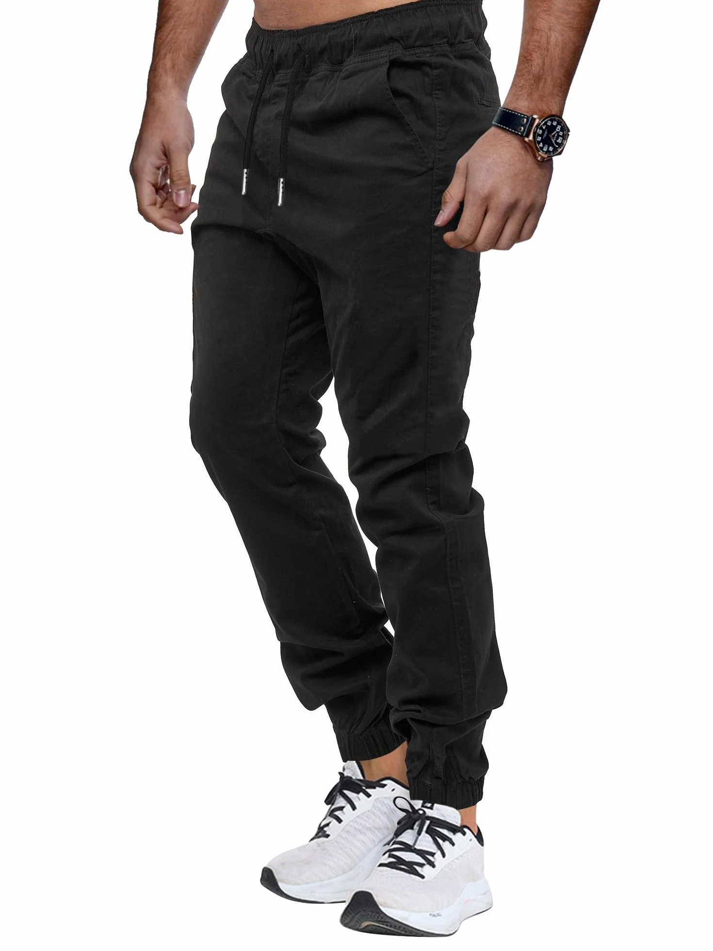 Pantalones Hombre Casuales Deporte Elásticos Joggers Largos Pants con Bolsillos Algodón Pantalón Deportivo