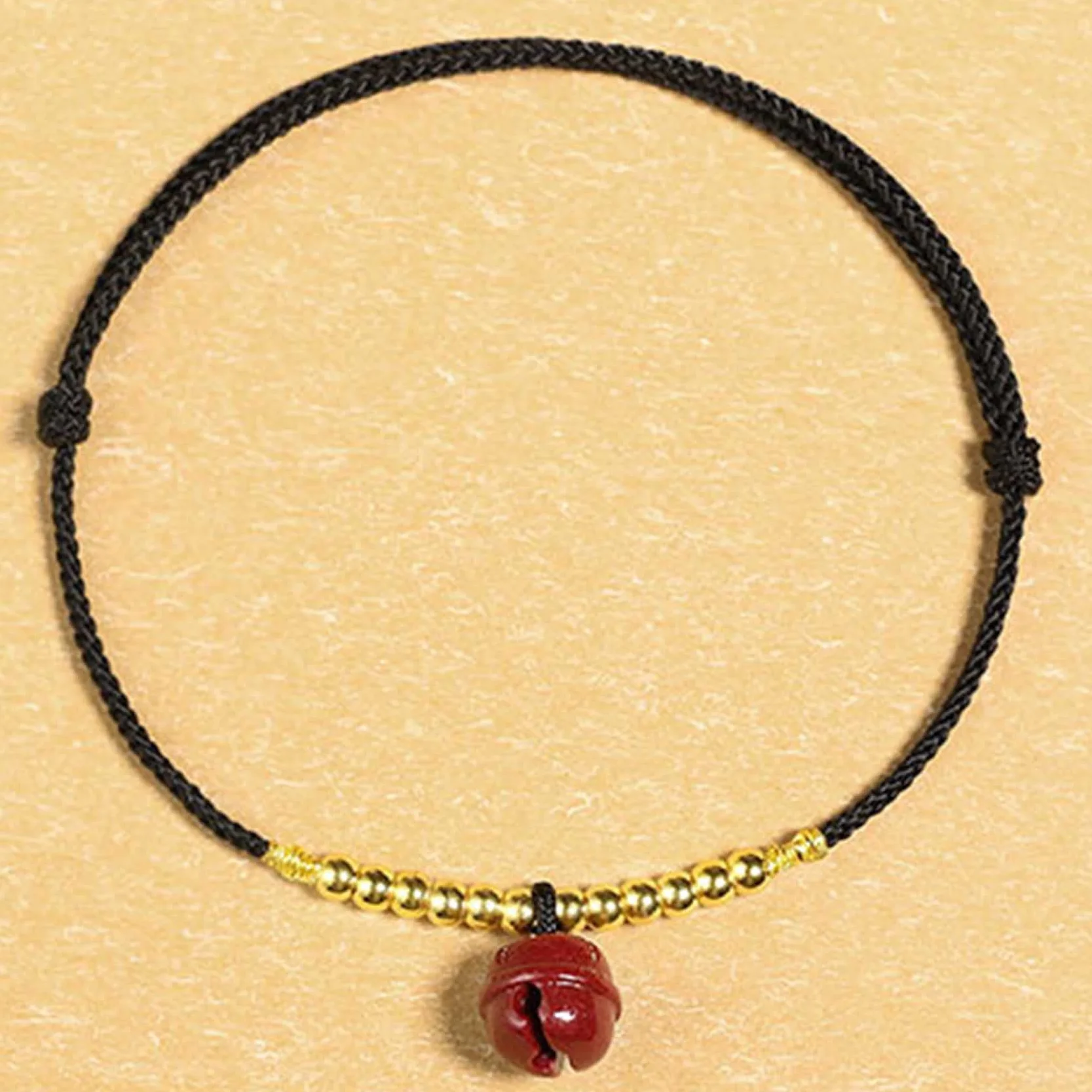 Pulsera Feng, Feng Shui Hilo Rojo Tobillo Cinabrio Campana Colgante Amuleto De La Suerte Cordón Hecho A Mano Pulsera De Pie Joyería De Amuleto De La Fortuna Ajustable Tobillera para Mujer