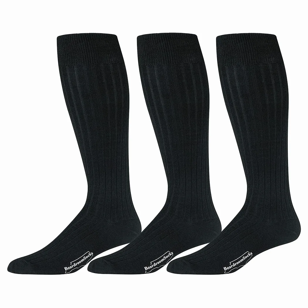 BoardroomSocks Calcetines de lana de merino para hombre, calcetines de vestir de lana acanalada para tallas 8 – 12, talón y puntera reforzados transpirables