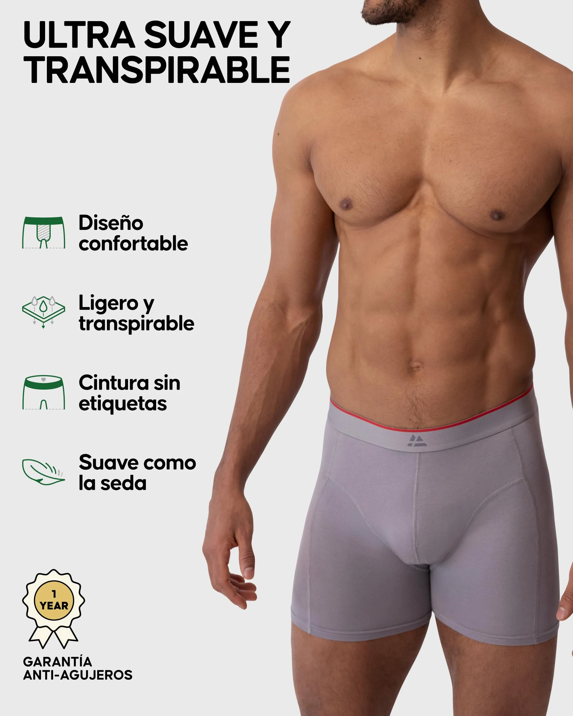 DANISH ENDURANCE Calzoncillos Hombre Boxer de Bambu, con o Sin Bragueta, Suaves y Elásticos, 6 Pack, MC (2X Negro, 2X Gris, 2X Blanco), S