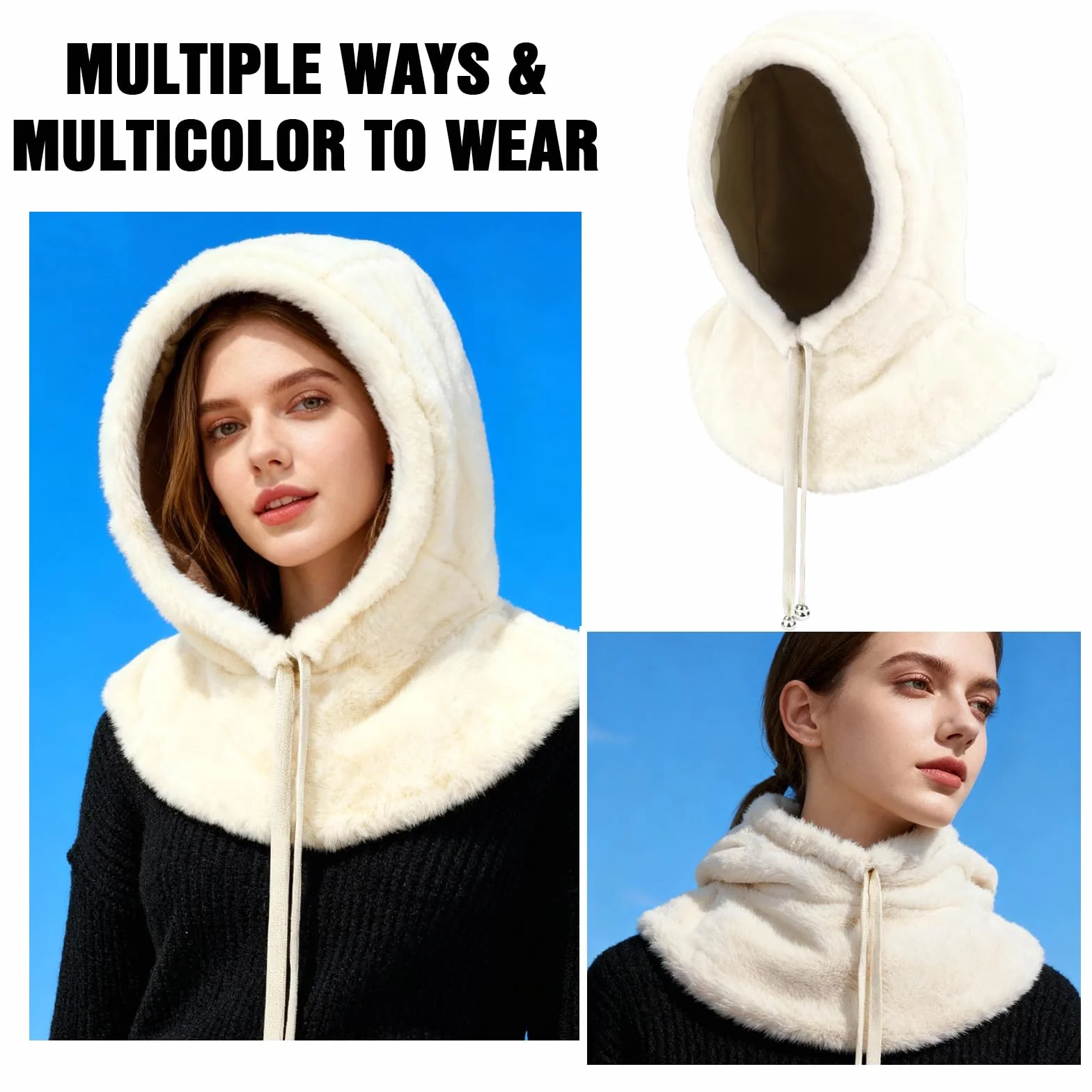 TAGVO Invierno Pasamontañas Termico Mujer, Capucha Polar Prueba de Viento Caliente Capucha Bufanda, Cálido Sombrero Calentador de Cuello, Multifuncional Gorro Invierno para Frío Esquí al Aire Libre