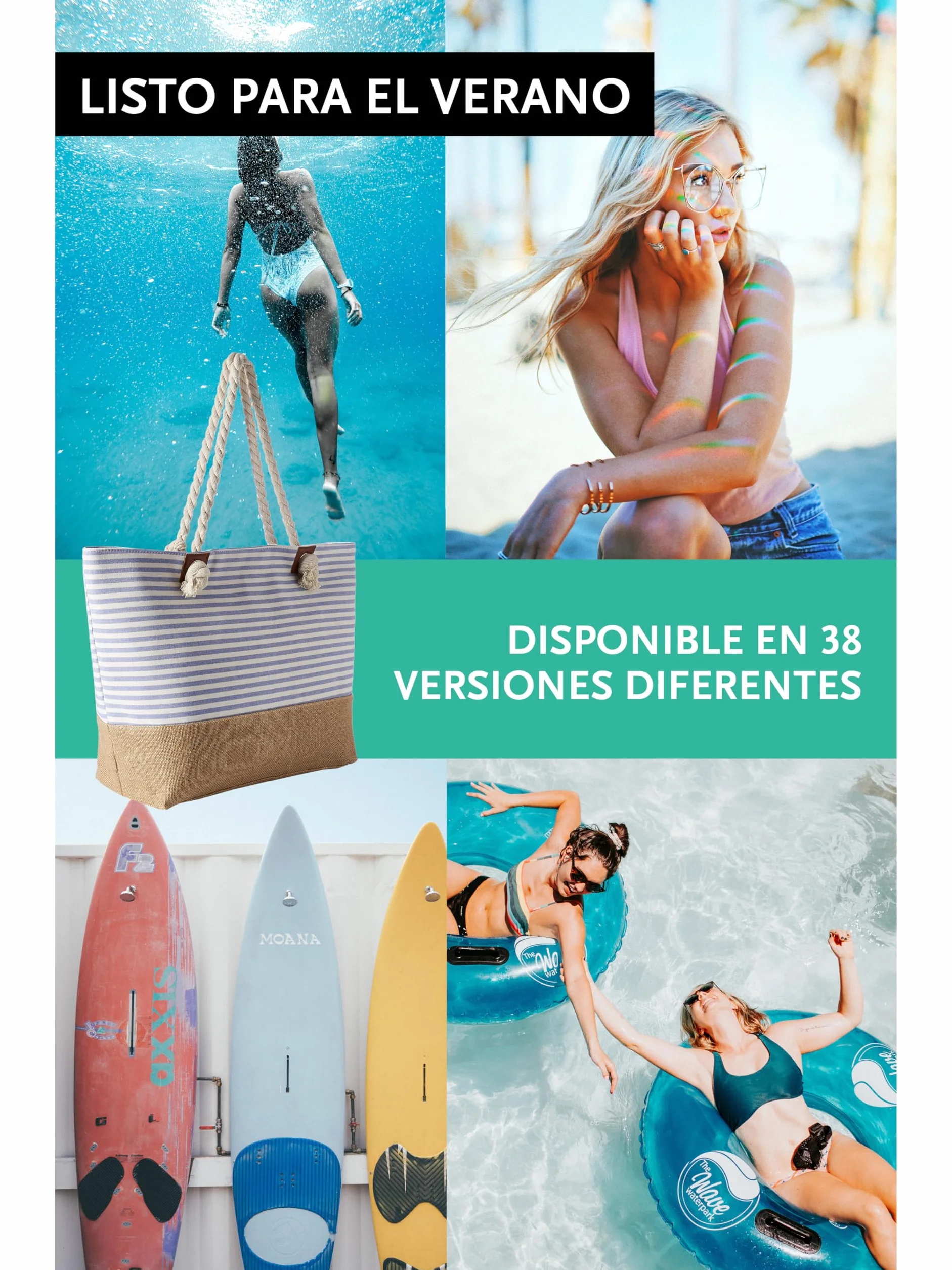 DonDon Bolso de playa grande impermeable con cremallera bolso de hombro