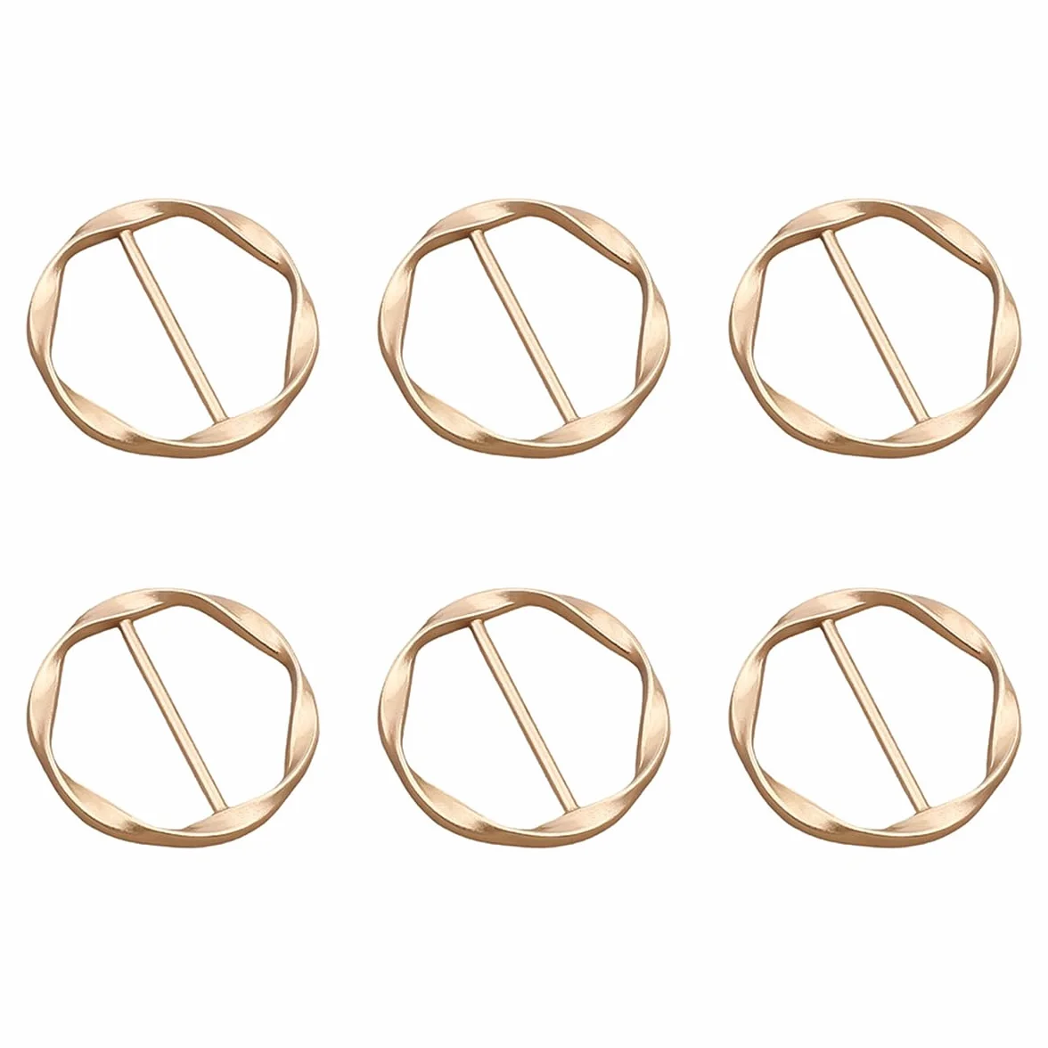 Alide Paquete de 6 hebillas de metal para cinturón de mujer, pinza para camiseta, hebilla, aro para pañuelo de seda, pinza para corbata con nudo en el dobladillo, hebillas y cierres para.