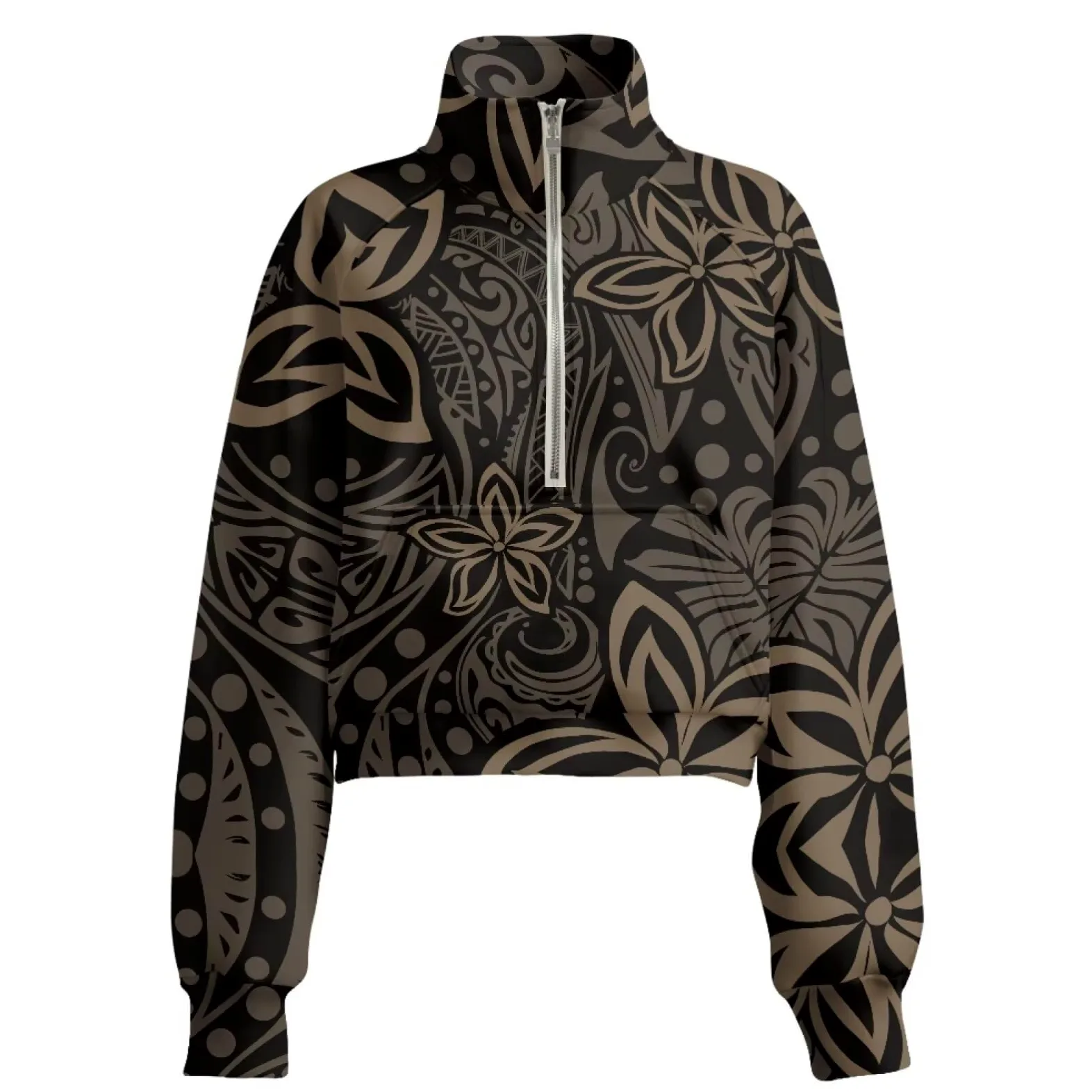 Poceacles Sudadera corta para mujer con 1/2 cremallera, agujero para el pulgar, cuello alto falso, sudadera con capucha suave para uso casual al aire libre