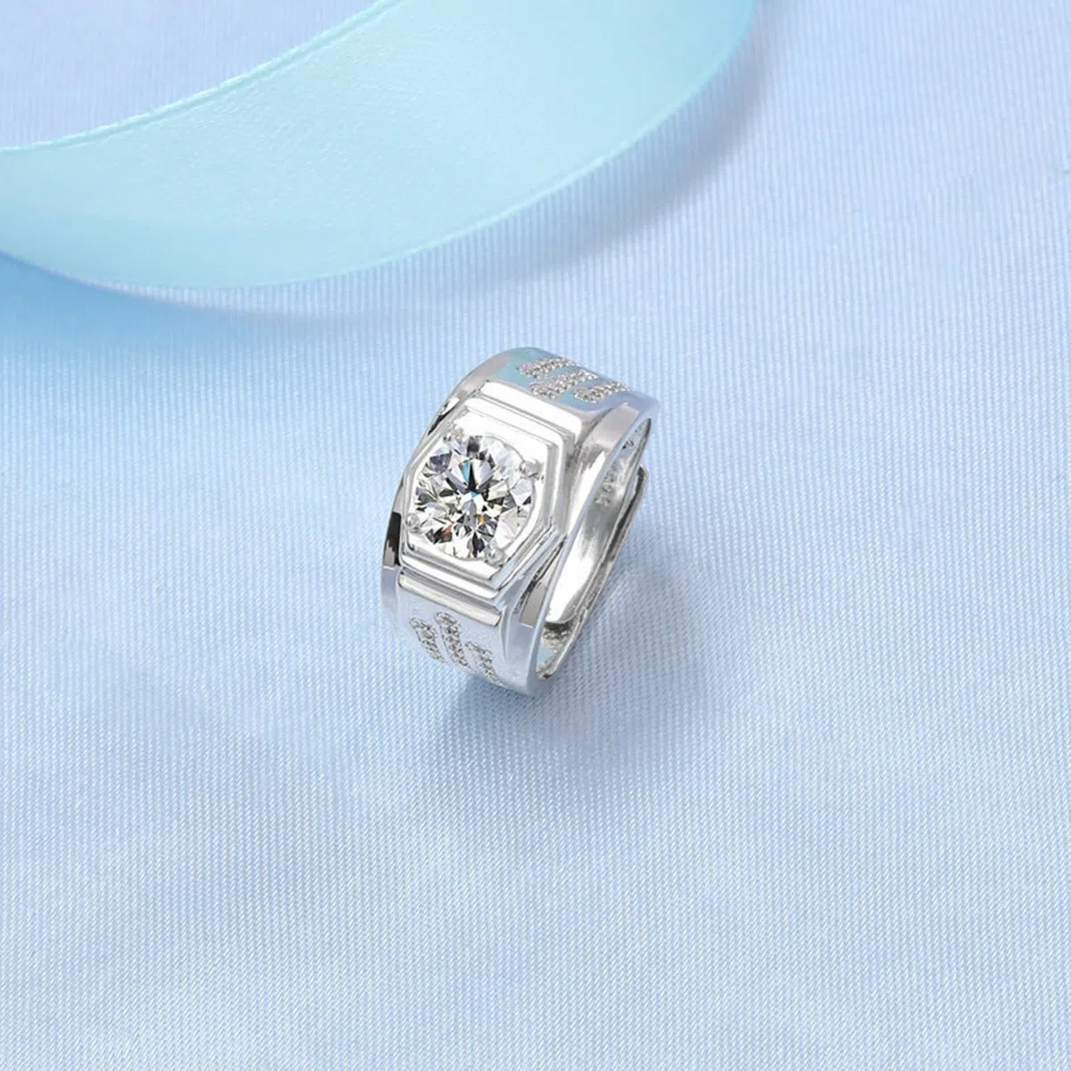 Wycian Anillo de compromiso para mujer y hombre, plata de 18 quilates, oro blanco de 18 quilates, diamante de laboratorio, con circonitas, talla 54 (17,2), clásico para mujer y día de la madre