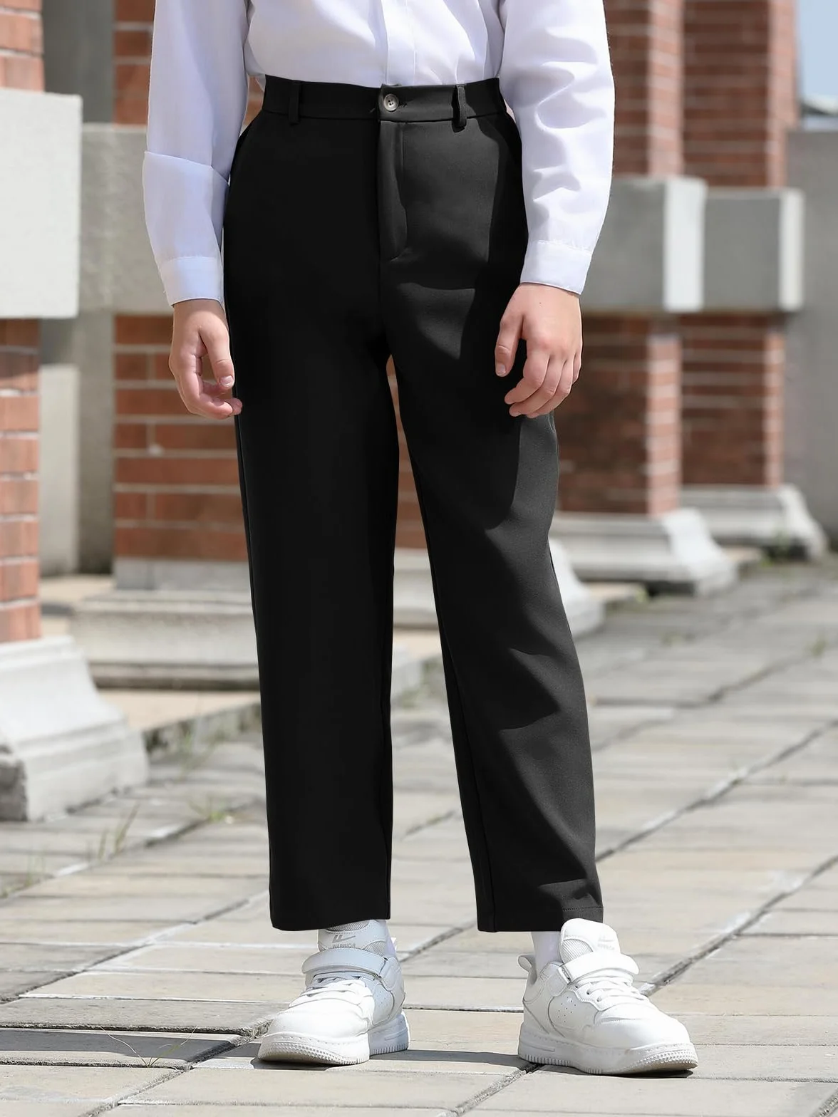 Pantalones de vestir para niños con cintura elástica y pierna recta