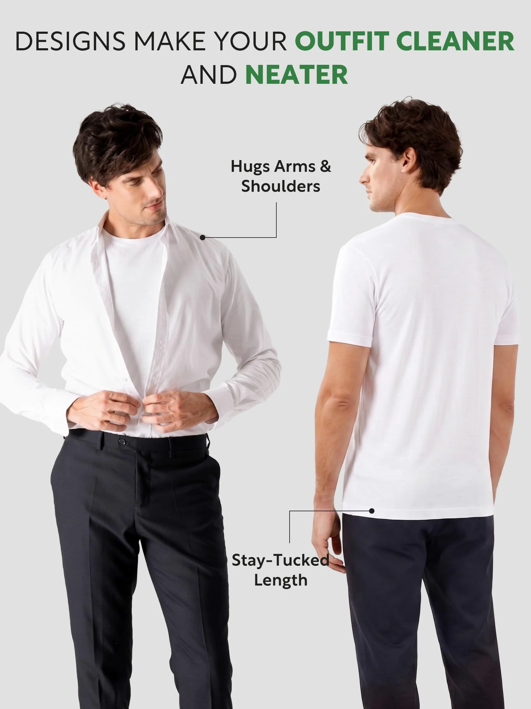 DAVID ARCHY Camiseta interior para hombre, rayón de bambú, absorbe la humedad, cuello redondo, cuello en V, para hombre, paquete múltiple, Paquete de 5 Blanco - Cuello Redondo, Medium