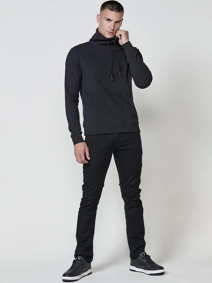 Koroshi Sudadera Hombre Cuello Alto con Cordón Ajustable 2521SU32