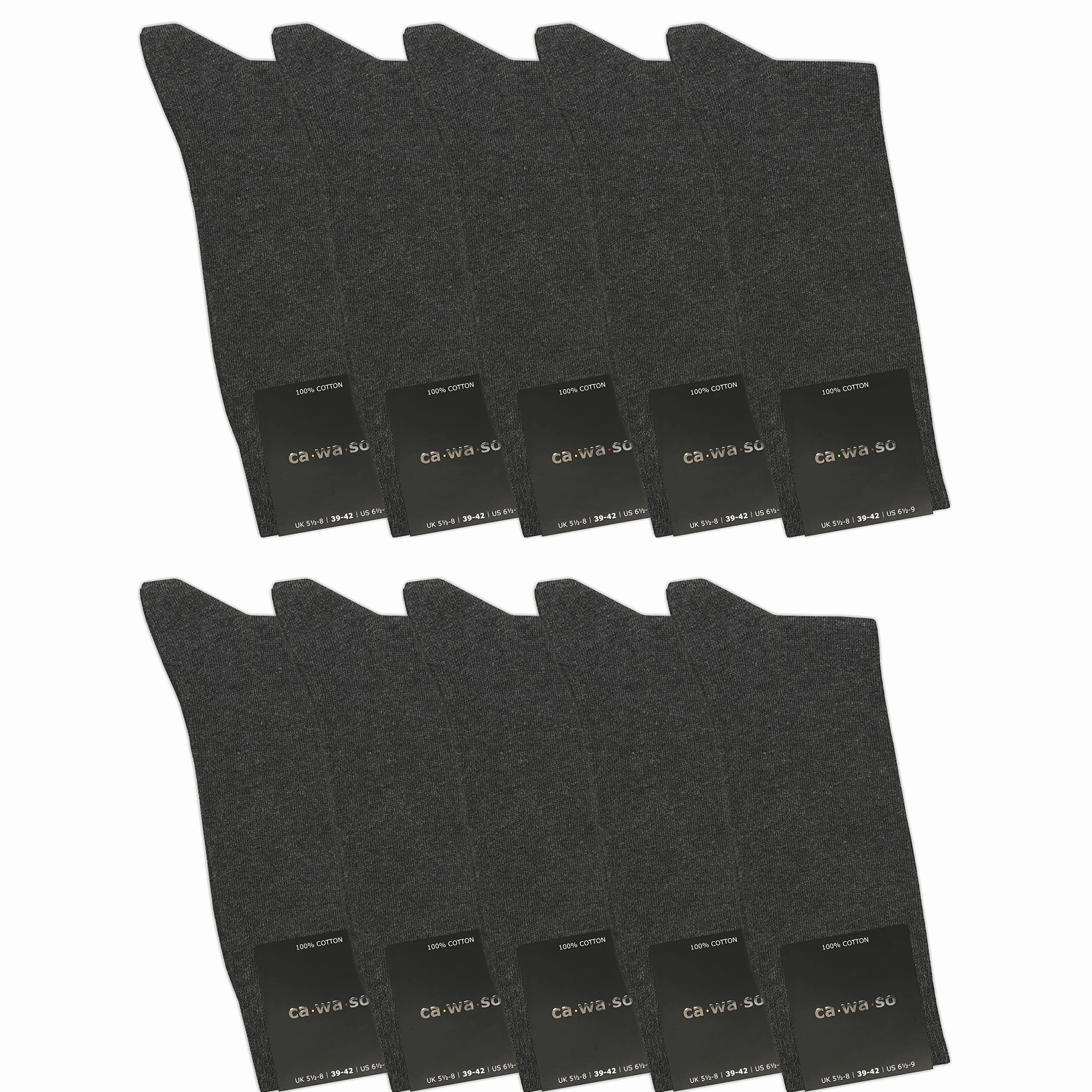 Calcetines para hombre de 100% algodón | Calcetines de algodón puro en juego de 10 | Calcetines de ocio sin costura con talón y punta reforzados