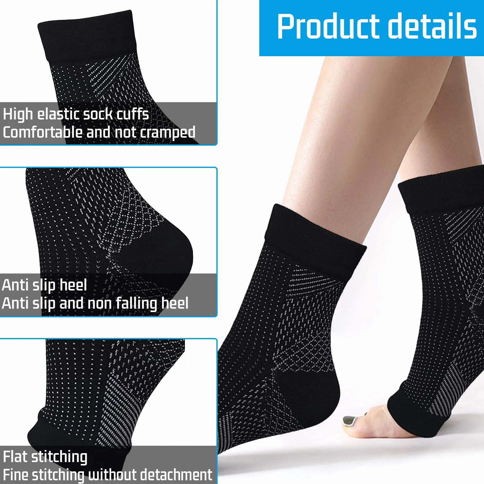 Calcetines de Compresión Ortopédicos para Mujer y Hombre, Fascitis Plantar y Neuropáticos