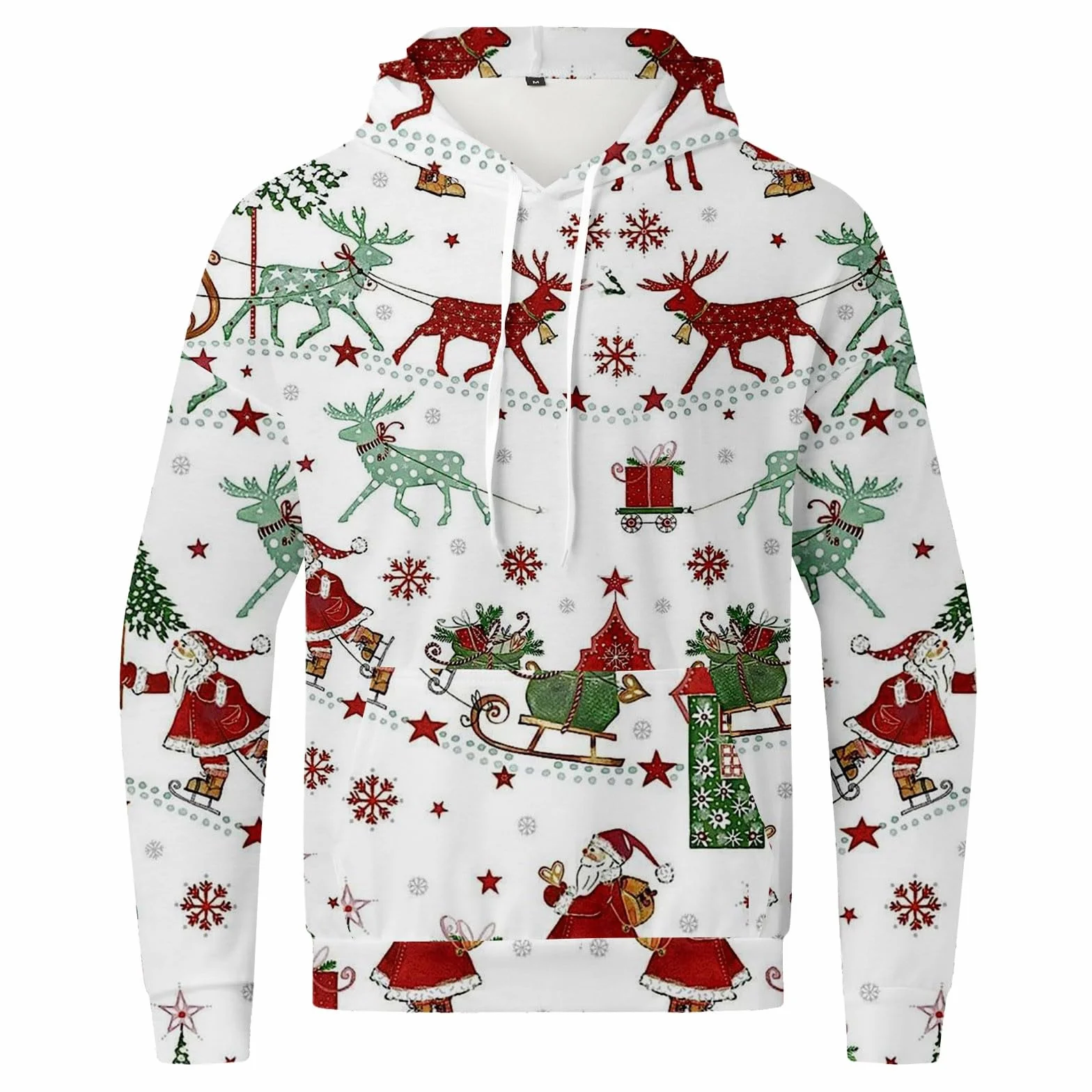 Chándal de Navidad para hombre, sudadera con capucha y pantalones 2 piezas, traje festivo