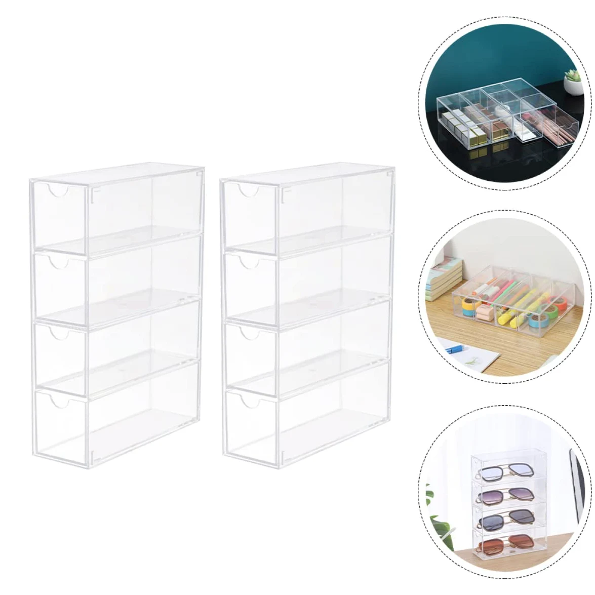 FOMIYES Caja Organizadora de Plástico sin Rebabas 2 Piezas para Gafas de Sol Diseño Simple para Uso Personal en Casa o Tienda