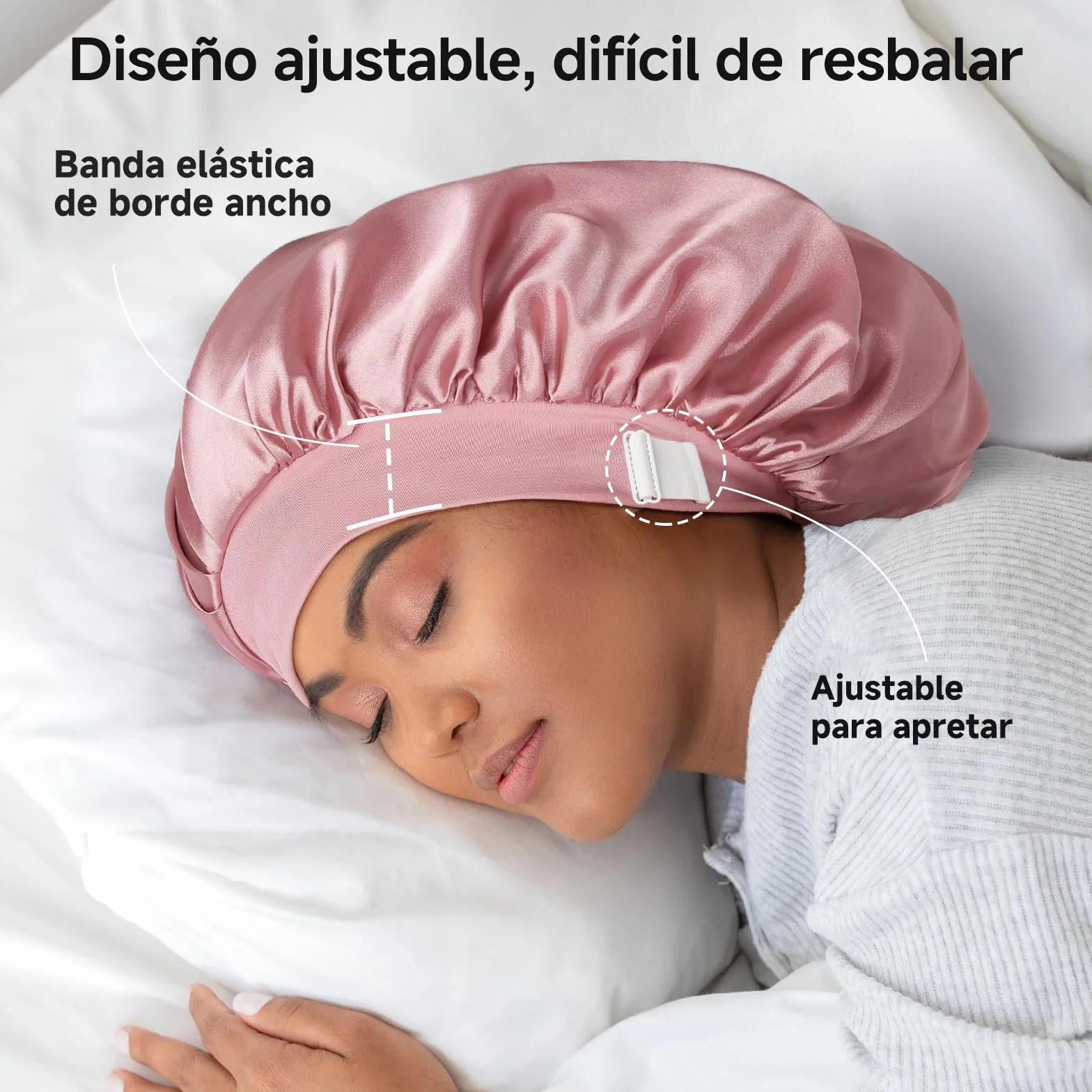 Umisleep Gorro de Seda para Dormir 100% Seda de Morera 6A 22 Momme Doble Capa Antideslizante Ajustable