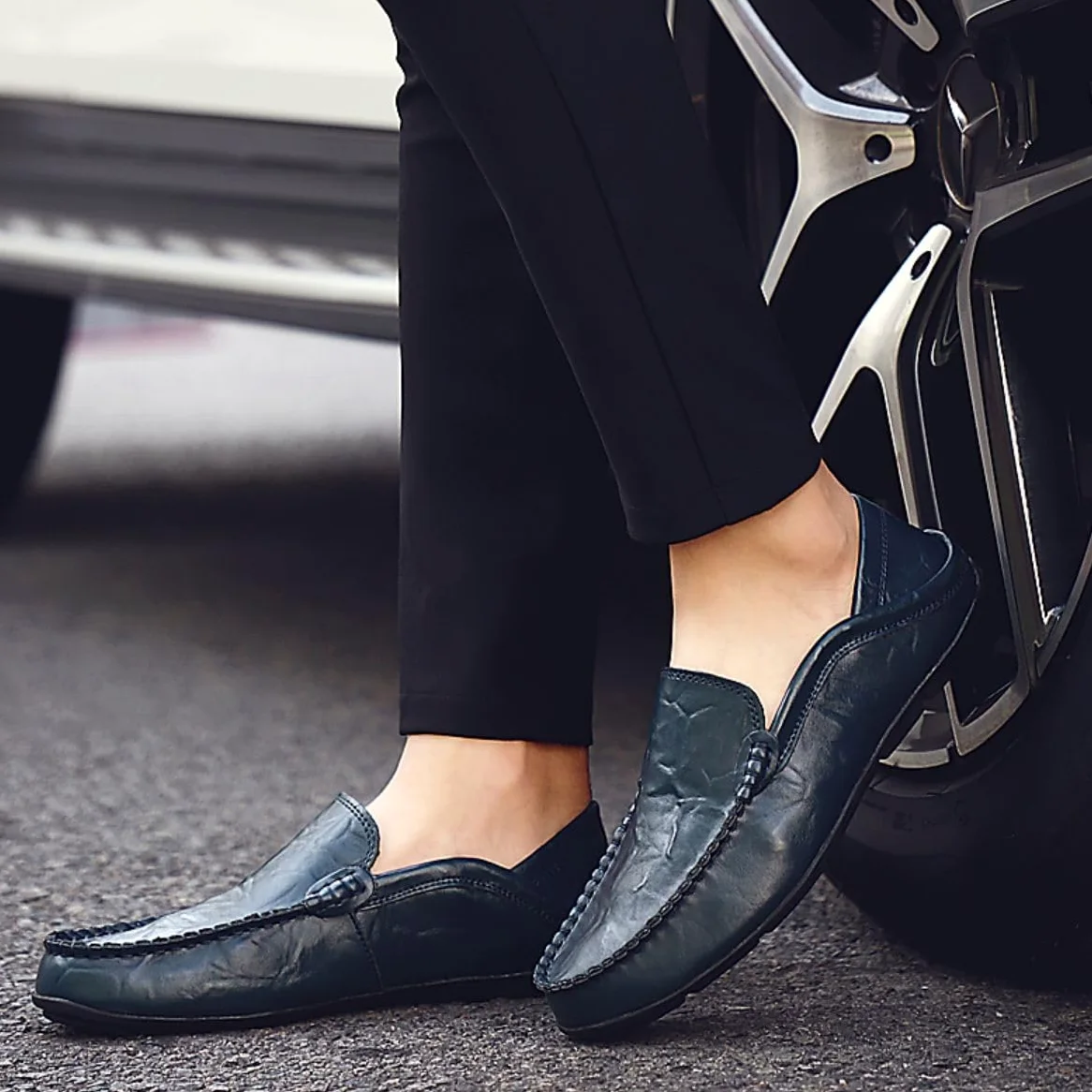 Mocasines de Hombre Mocasines Zapatos Hechos a Mano de Cuero Slip On Driving Business Shoes