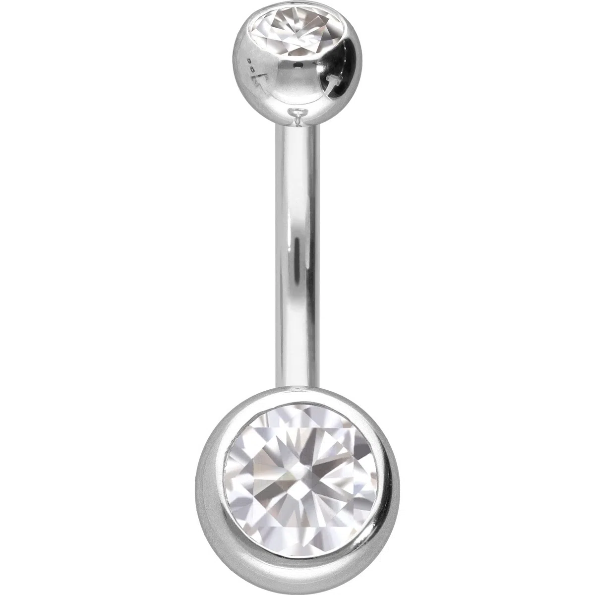 PIERCINGLINE Piercing para el ombligo de oro de 14/18 quilates, bananabell 2, oro blanco 750, longitud de la barra: 8 mm