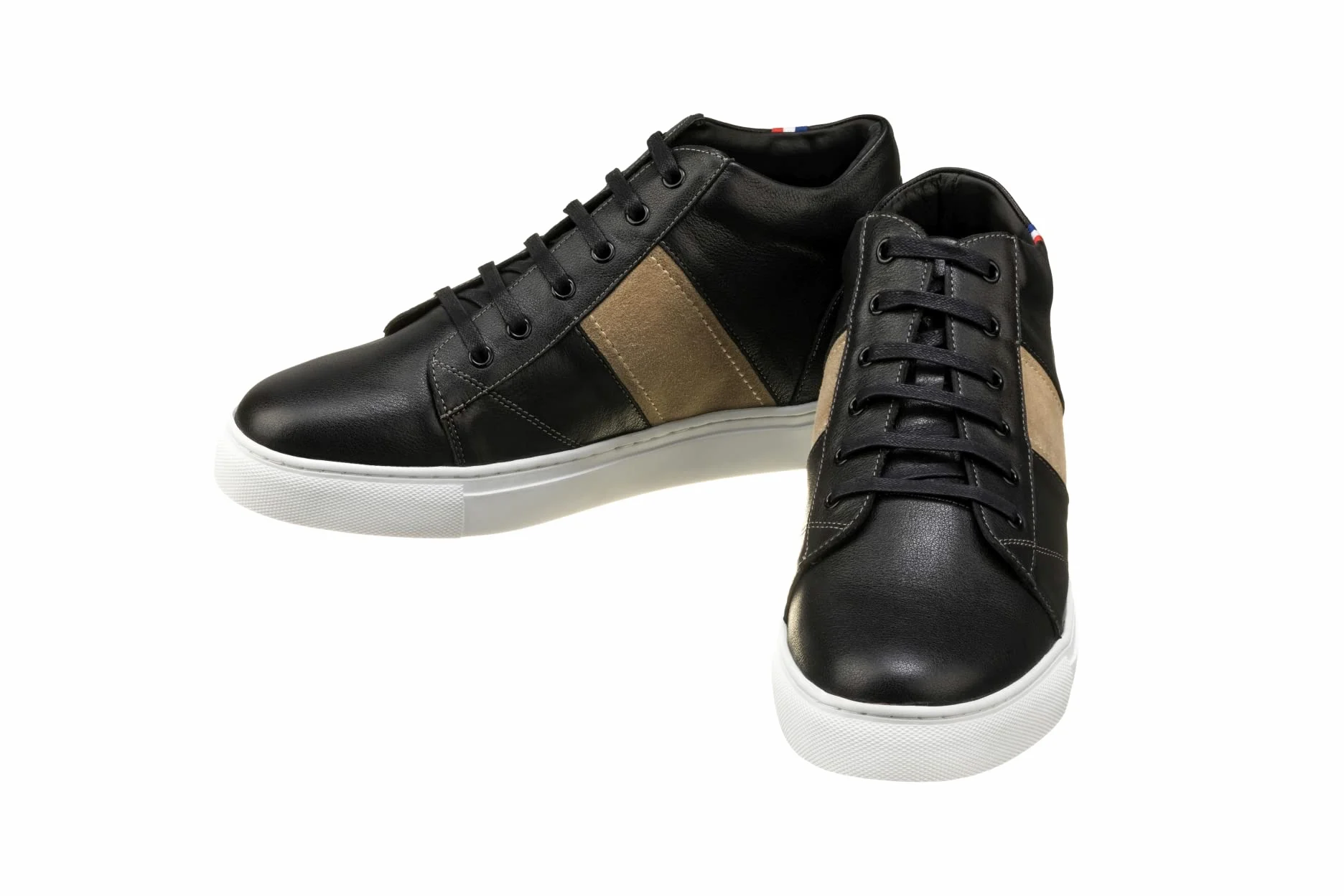 CALTO Zapatos de elevador invisibles para hombre con aumento de altura - Zapatillas de deporte de cuero con cordones casuales de moda - 2.8 pulgadas más alto