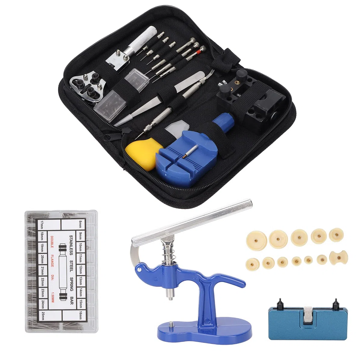 Kit de herramientas de reparación de relojes, juego de herramientas de reparación de relojes profesional ajustable, abridor de caja trasera para taller de reparación de relojes para ker