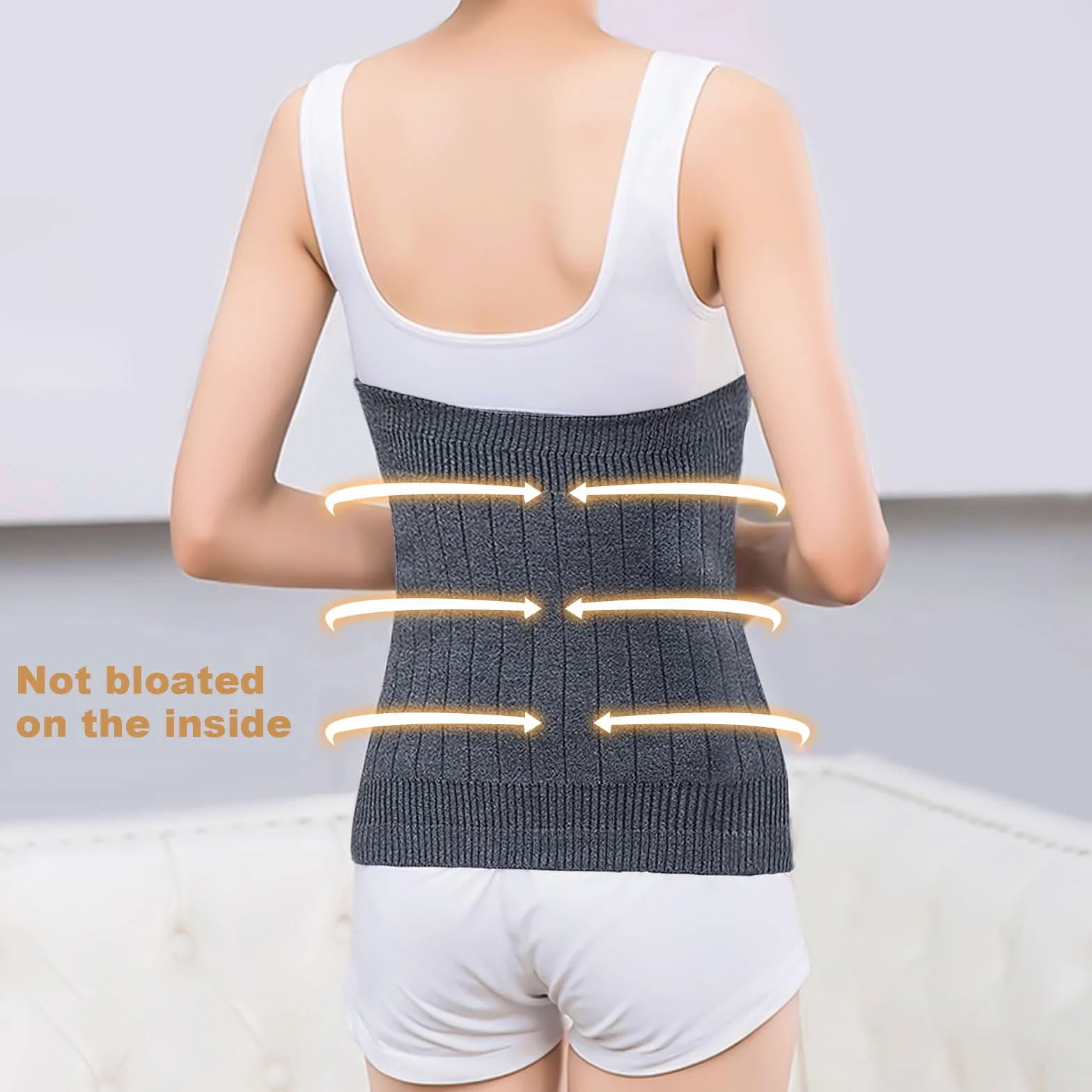 Calentador de Riñones de Lana para Mujer Calentador de Riñones para Mujer Cinturón Lumbar Lana Cinturón de Punto Cinturón Lumbar Lana Calentador para Mujer, Talla única (Gris)