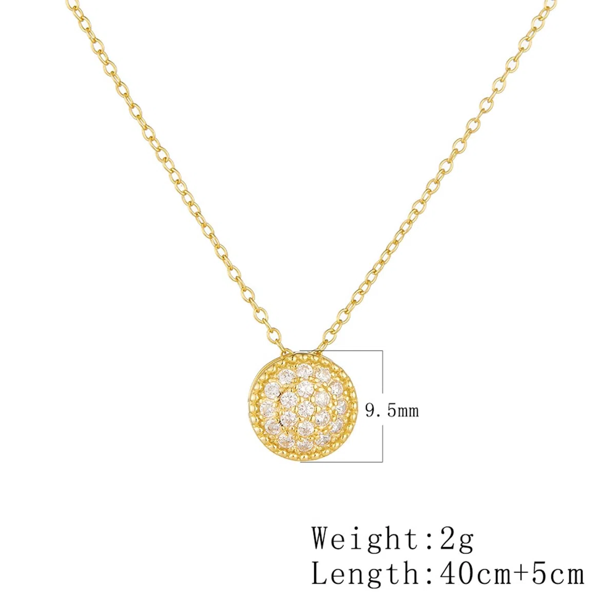 Círculo delicado collar de oro rosa para mujer, cadena con diamante cultivado en laboratorio, cadena de novia Rolo 40+5 cm