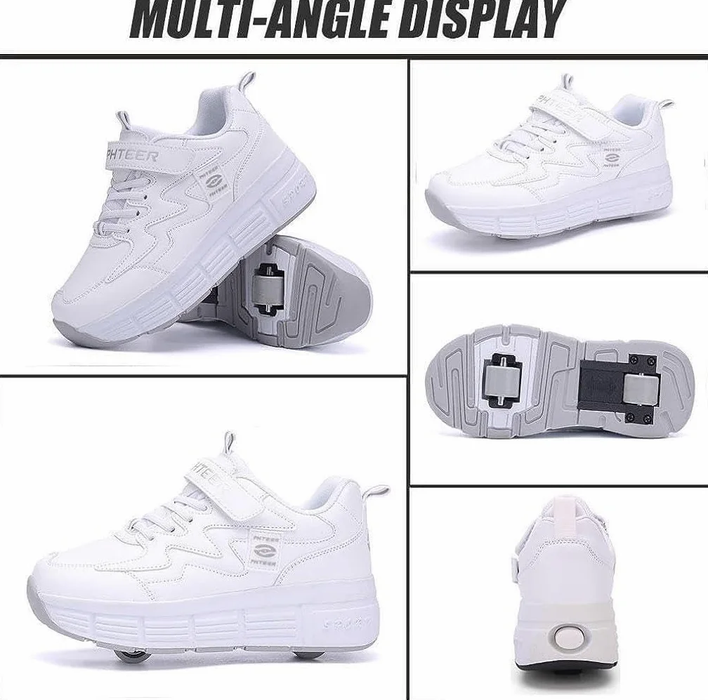 ObaBO Zapatos con Ruedas para niñas/niños, Patines con 2 Ruedas, Zapatos de Skate recreativo al Aire Libre, Ruedas Ligeras