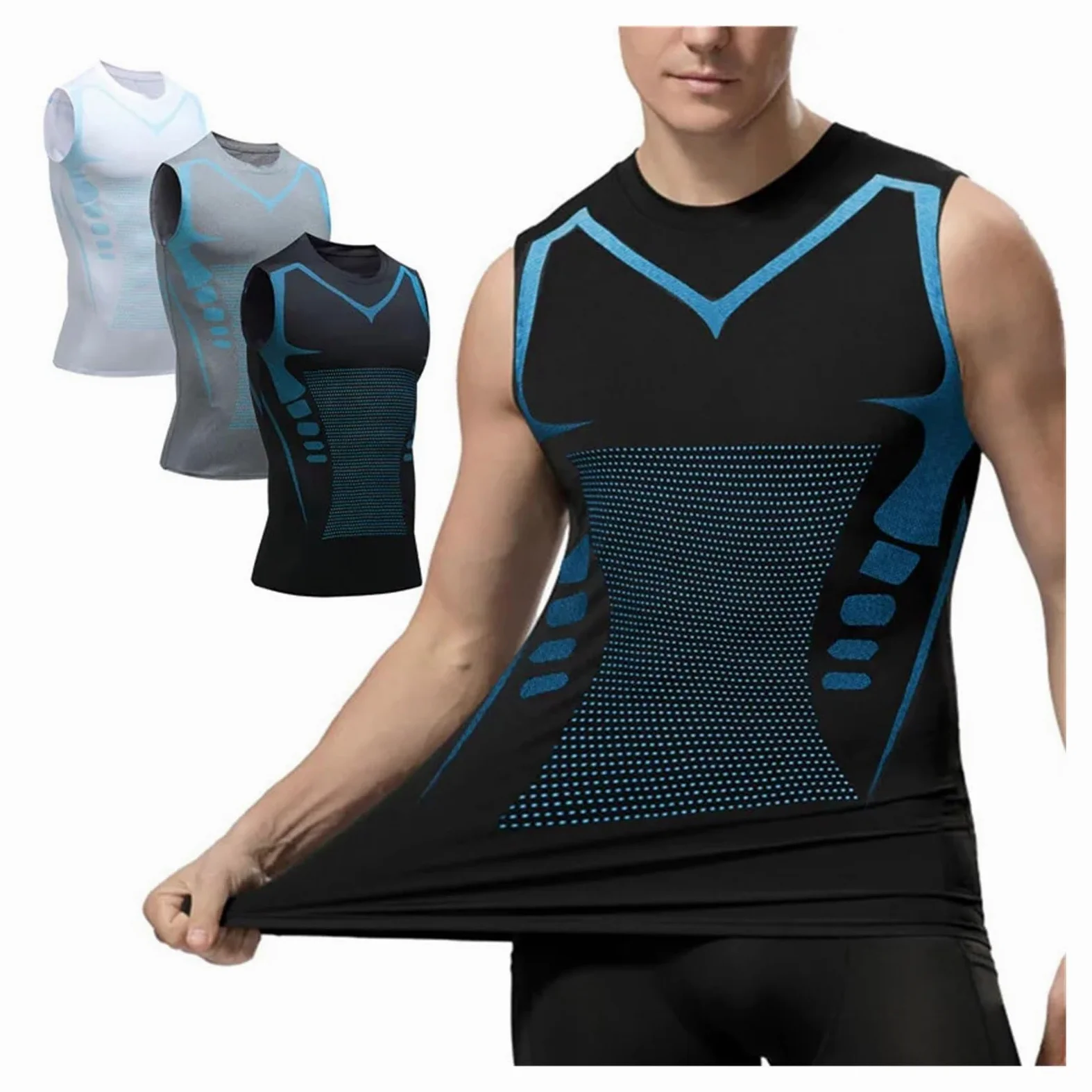 Camiseta CompresióN Hombre 2 uds chaleco moldeador for hombres, chaleco adelgazante, camisas de compresión moldeadoras de cuerpo, camiseta sin mangas, camisetas de Fitness sin mangas con Control de ba